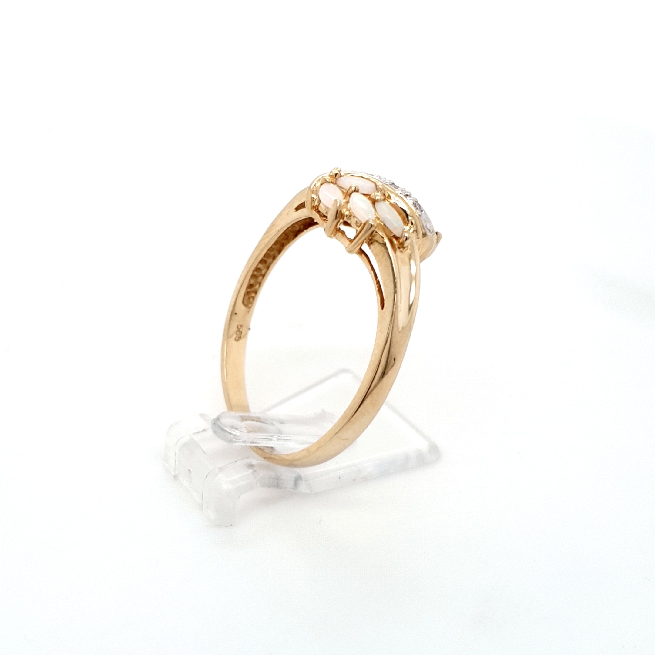 Damen Ring 585 14 kt Gelbgold Weißgold Diamanten Opale *65* Schmuck