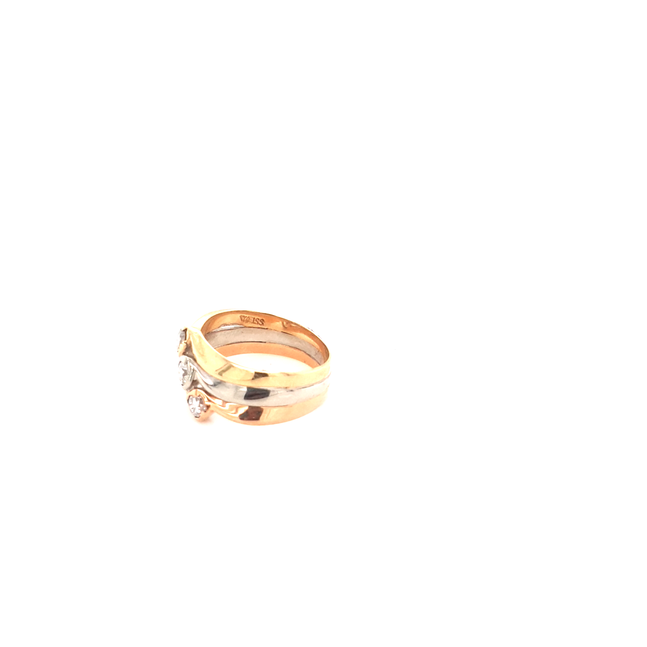 Damen Ring Gelb Weiß Rot Gold 585 14 kt. Brillanten Schmuck