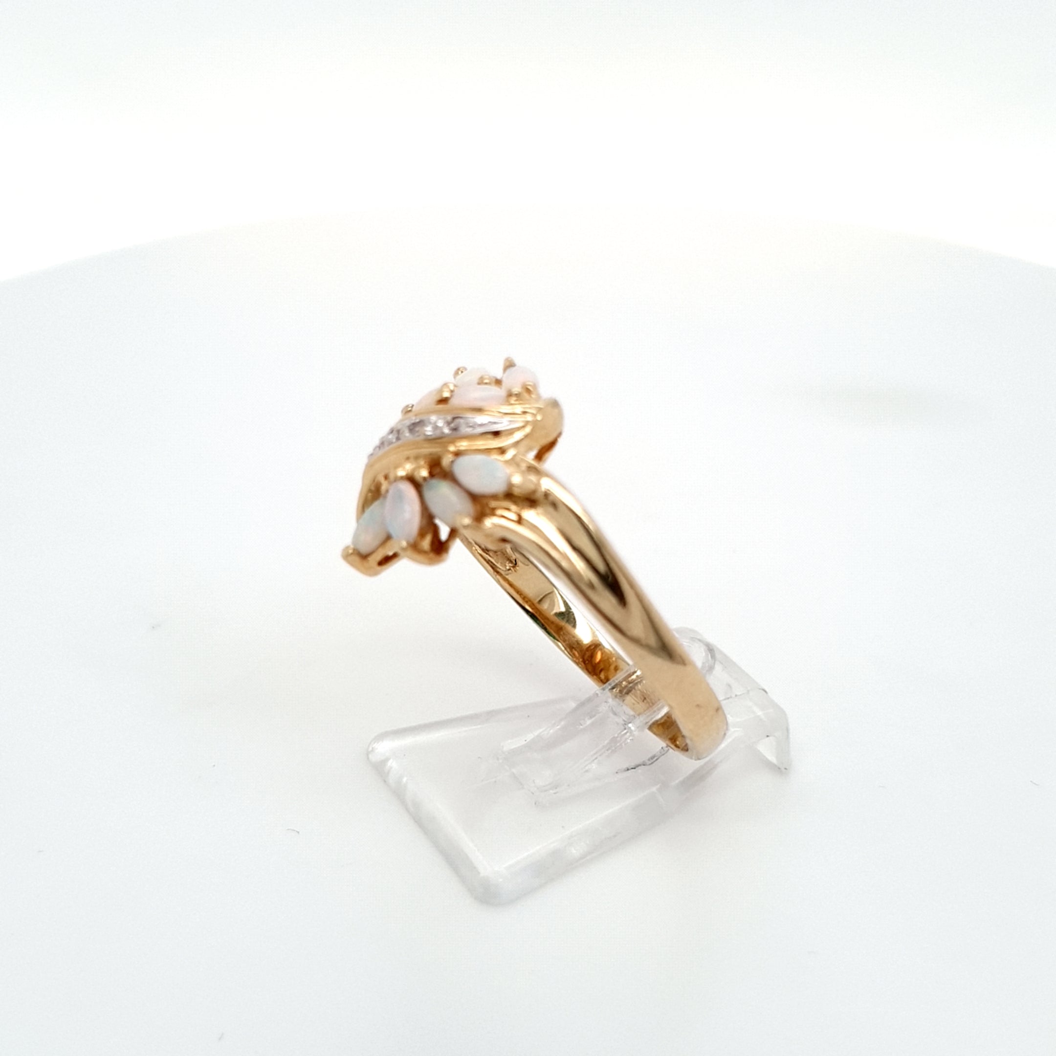 Damen Ring 585 14 kt Gelbgold Weißgold Diamanten Opale *65* Schmuck