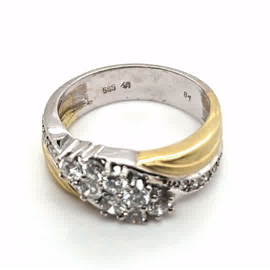 Ring Brillant Goldring 585/14kt Gelbgold Weißgold Gr.55