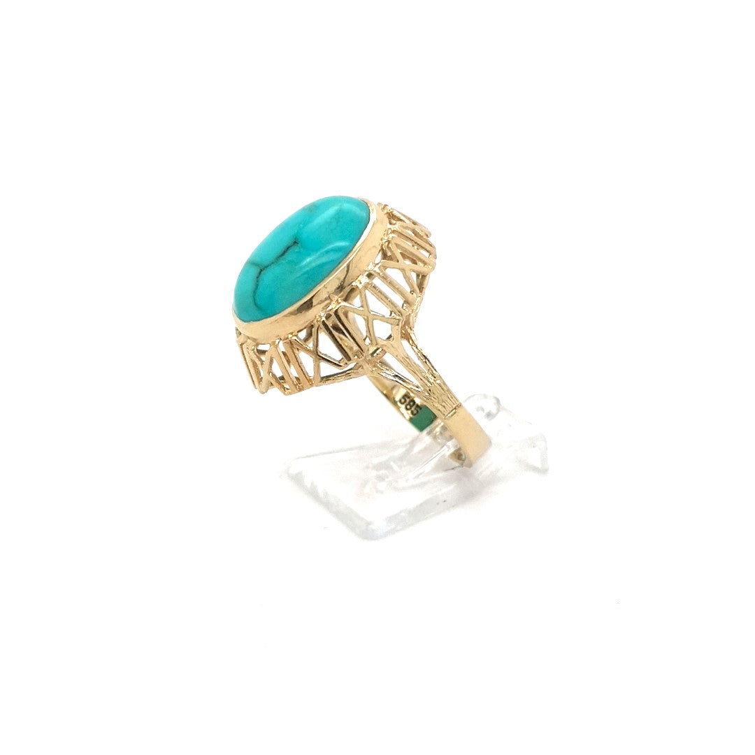 Ring Gold 585 14 kt Damen Schmuckstein Hellblau