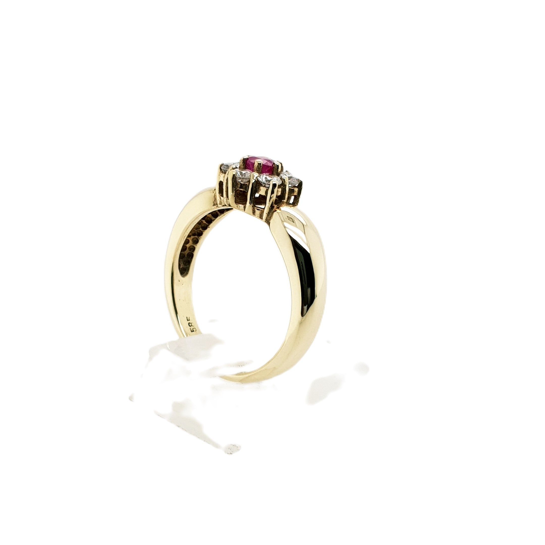 Brillant Rubin Gold Ring 585 14kt Gr.55