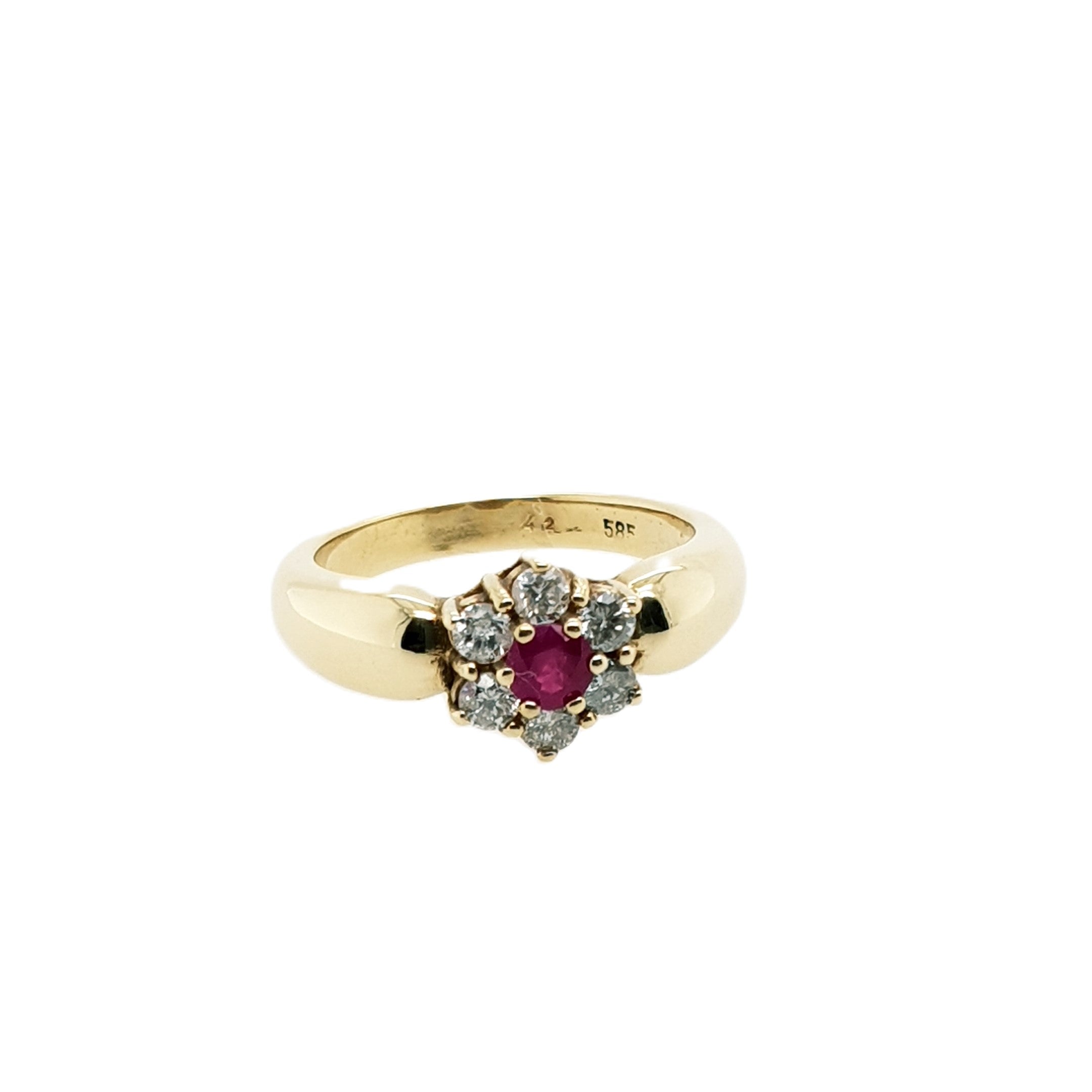 Brillant Rubin Gold Ring 585 14kt Gr.55