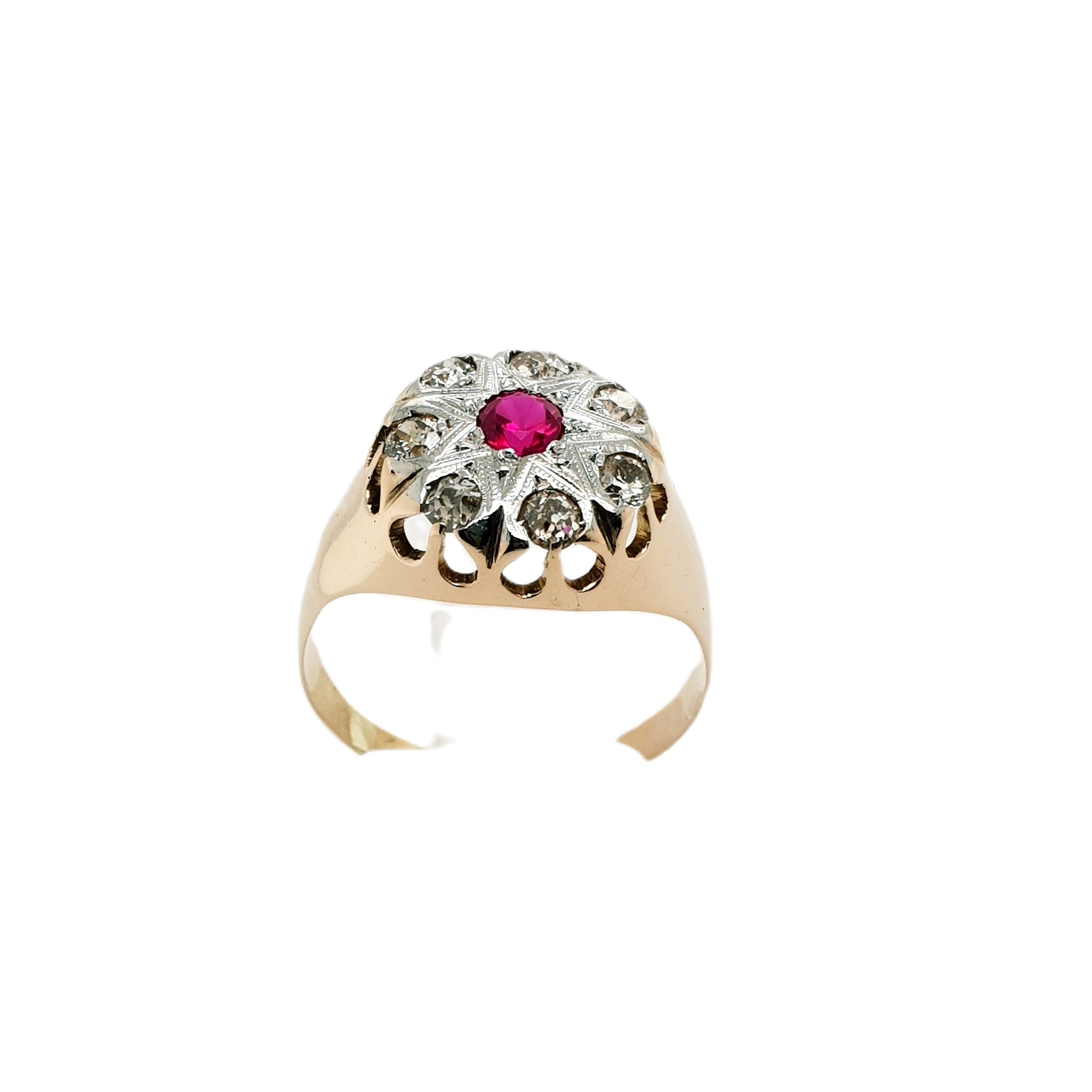 Brillant Rubin Roségold Ring 585 14kt Gr.59