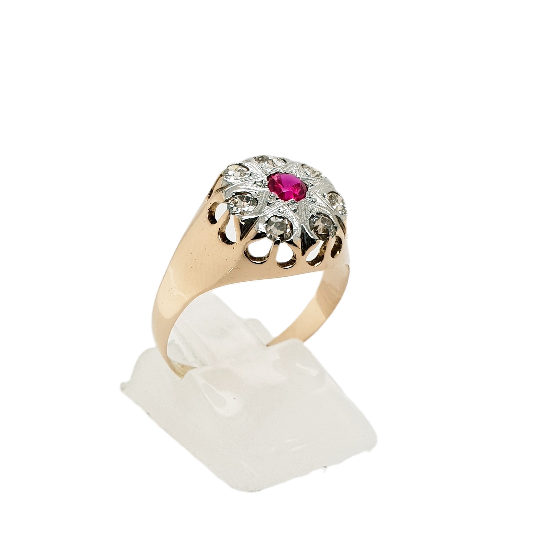 Brillant Rubin Roségold Ring 585 14kt Gr.59