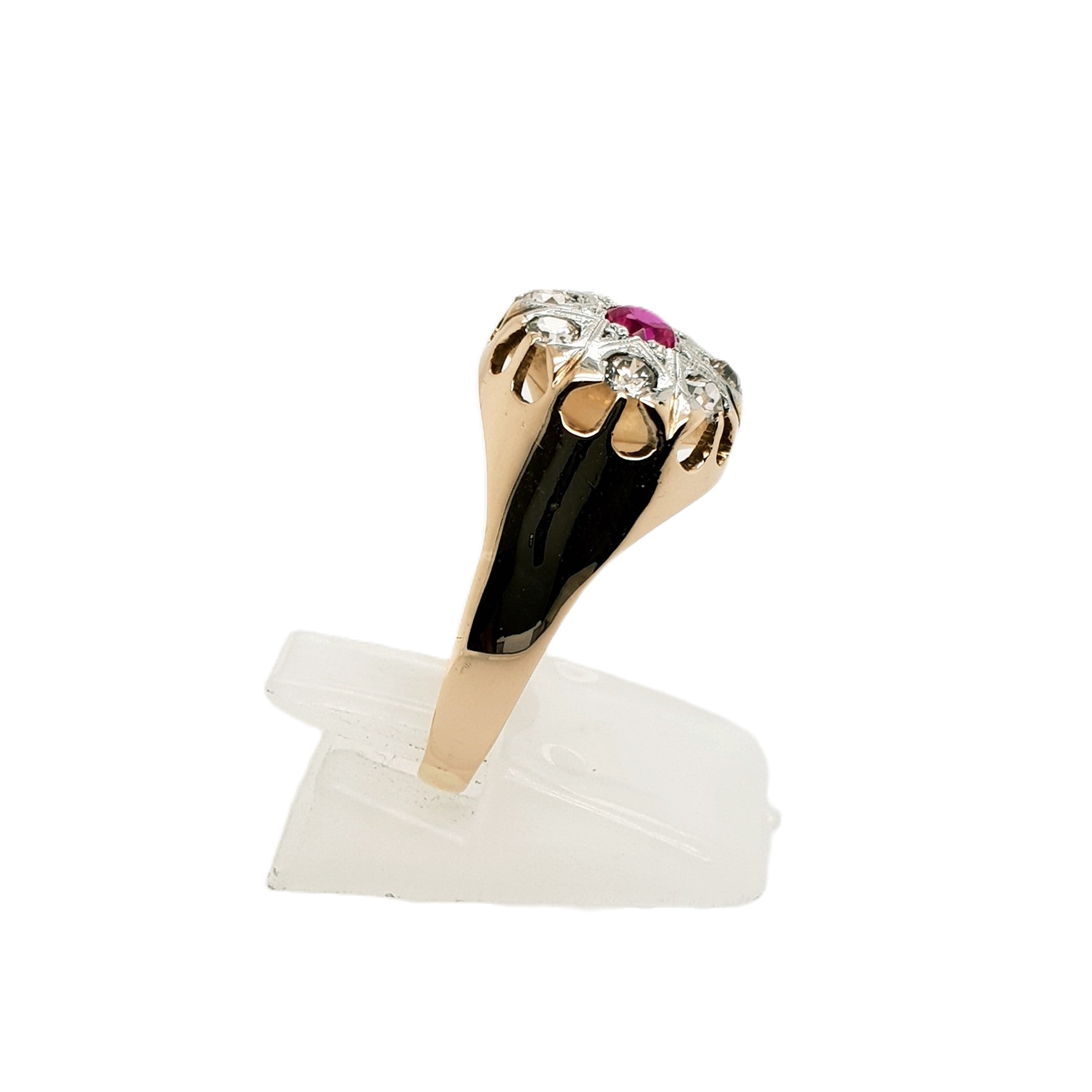 Brillant Rubin Roségold Ring 585 14kt Gr.59