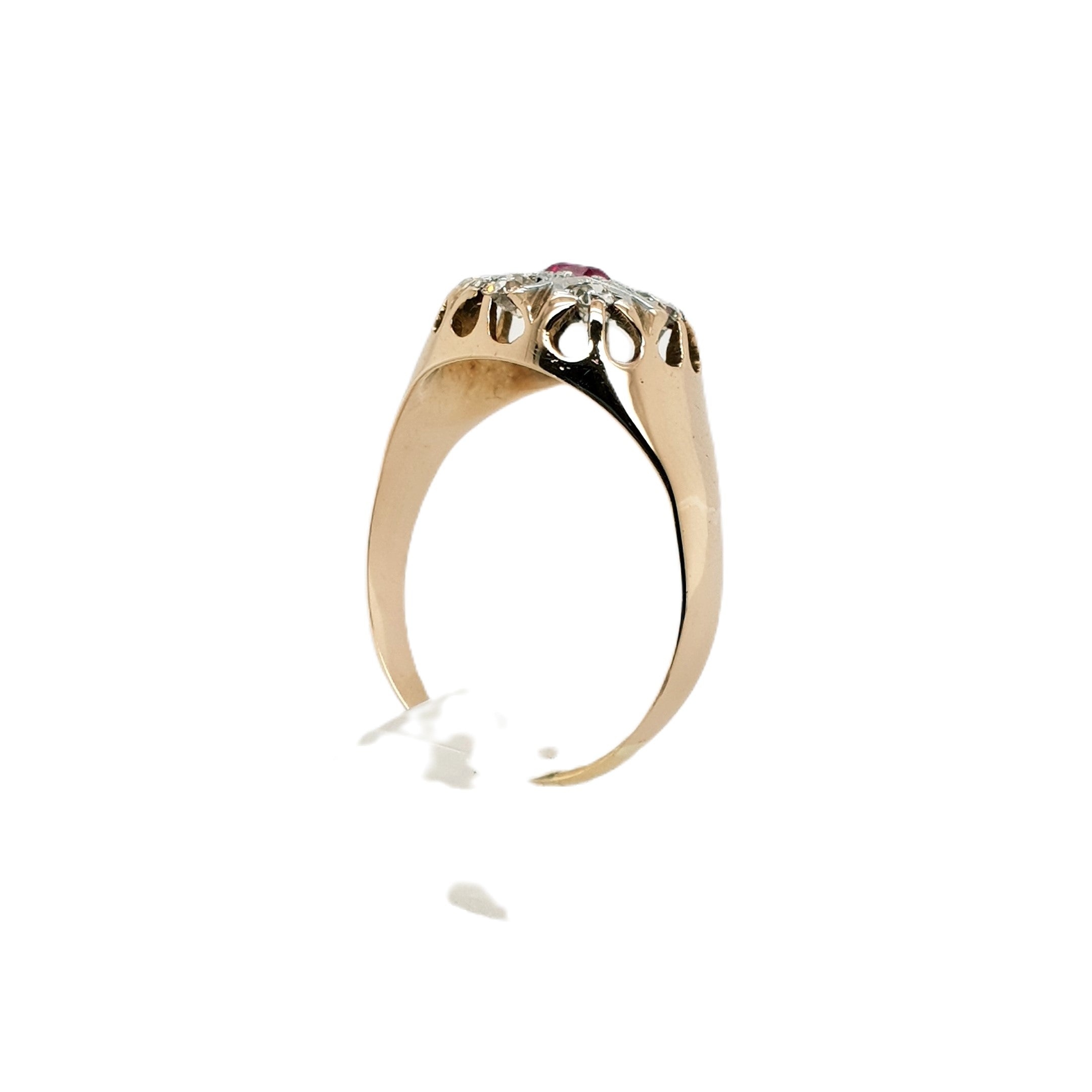 Brillant Rubin Roségold Ring 585 14kt Gr.59