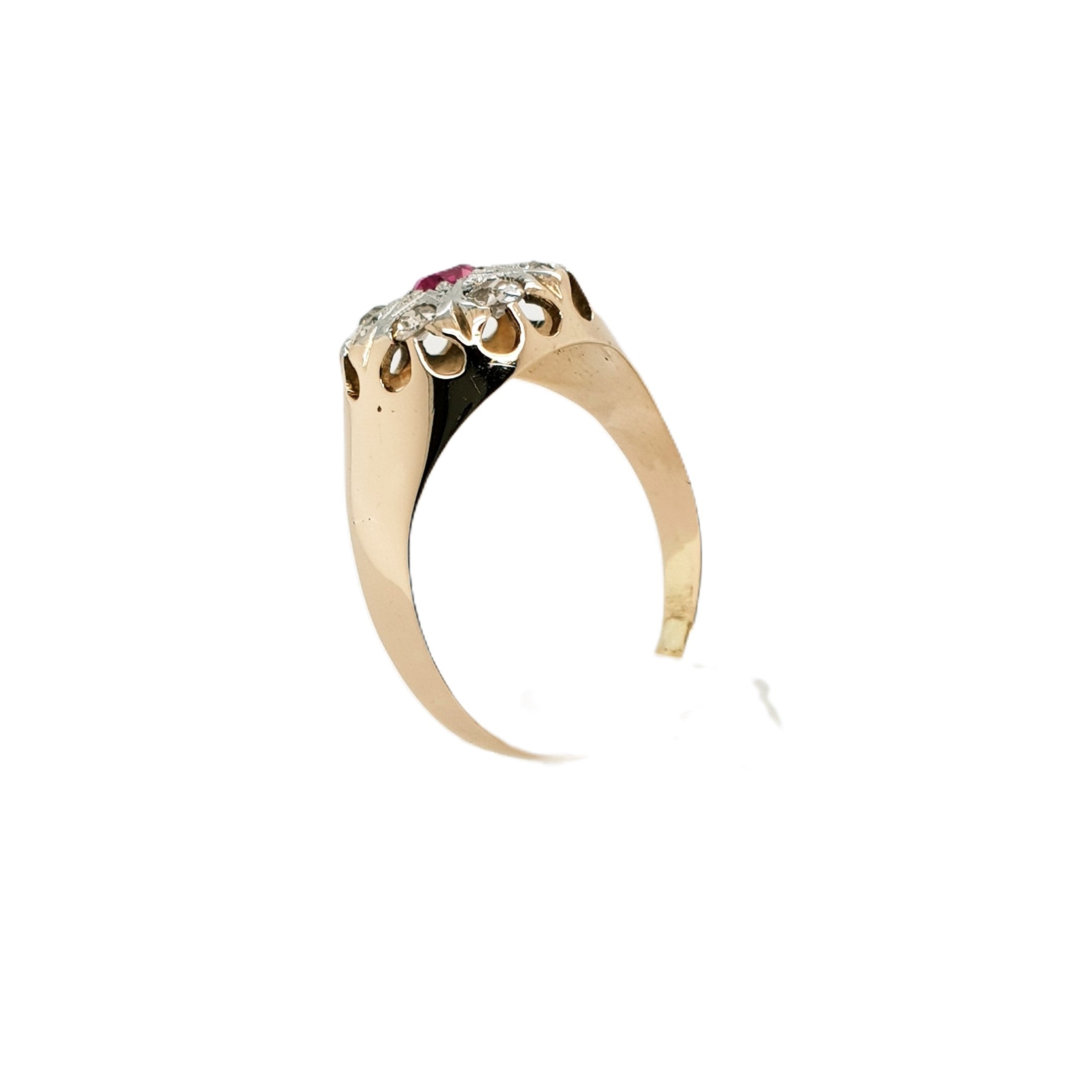 Brillant Rubin Roségold Ring 585 14kt Gr.59