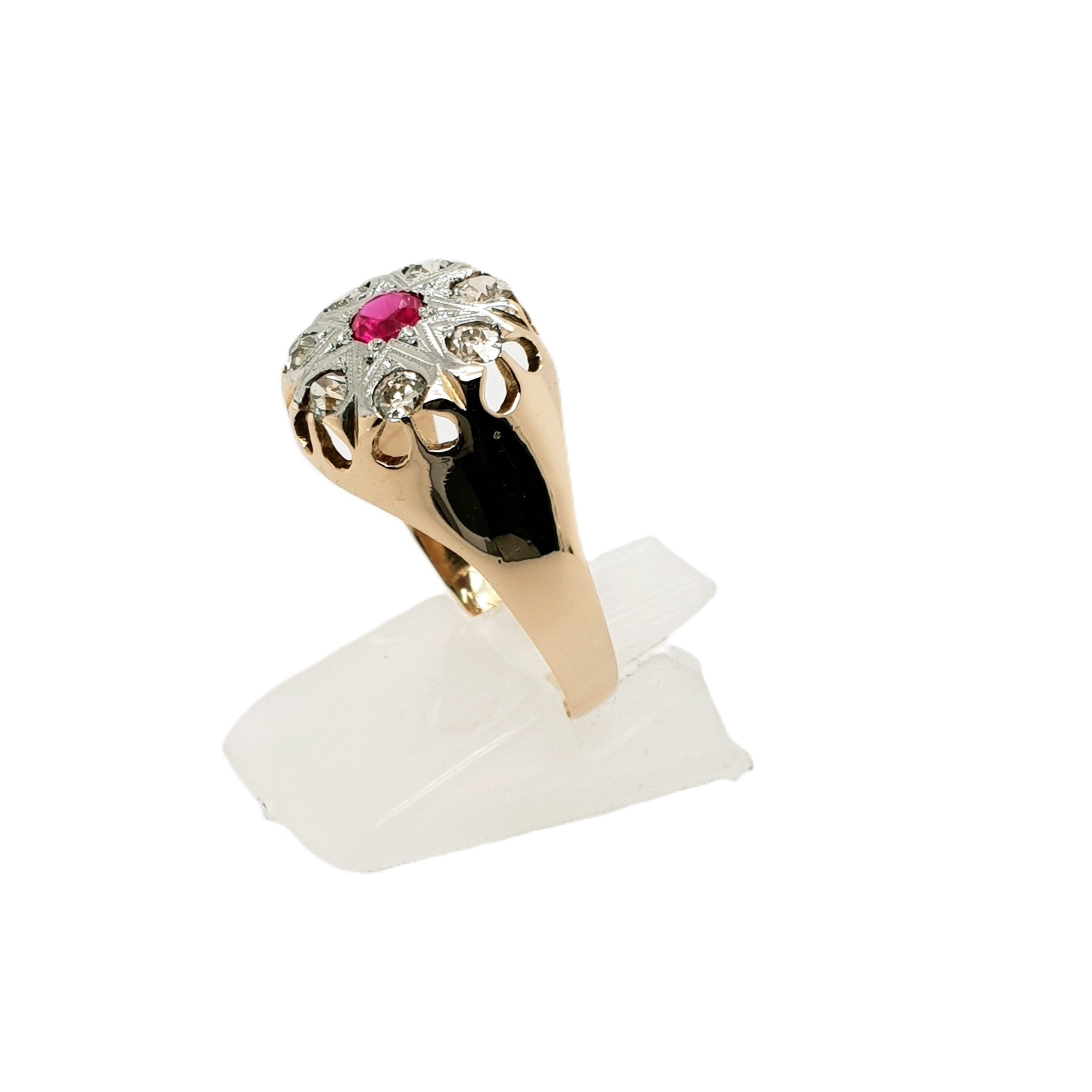 Brillant Rubin Roségold Ring 585 14kt Gr.59