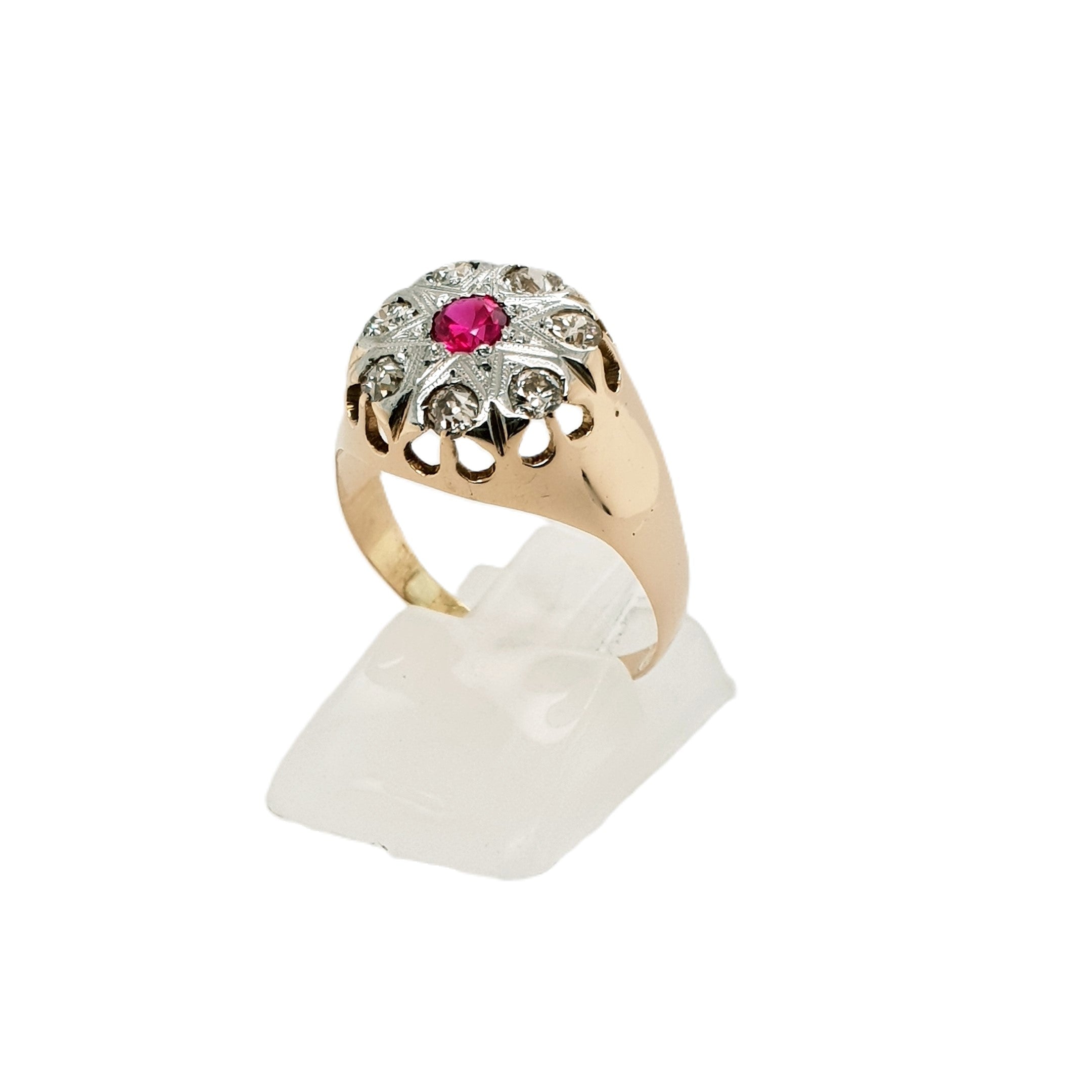 Brillant Rubin Roségold Ring 585 14kt Gr.59