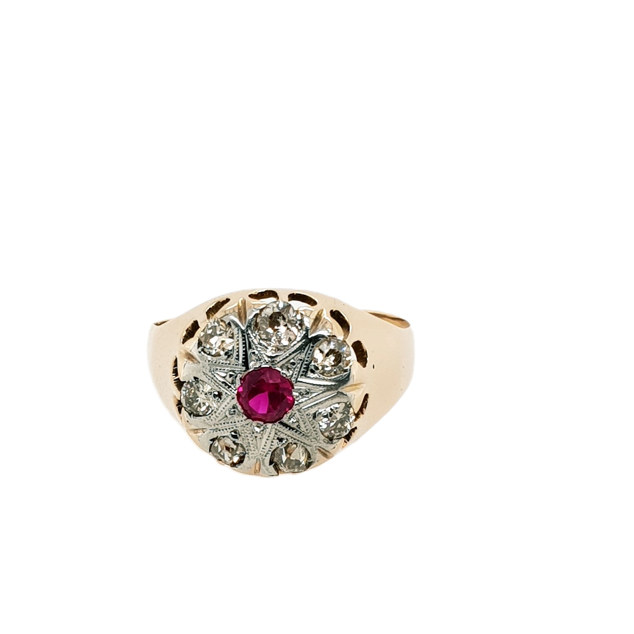 Brillant Rubin Roségold Ring 585 14kt Gr.59