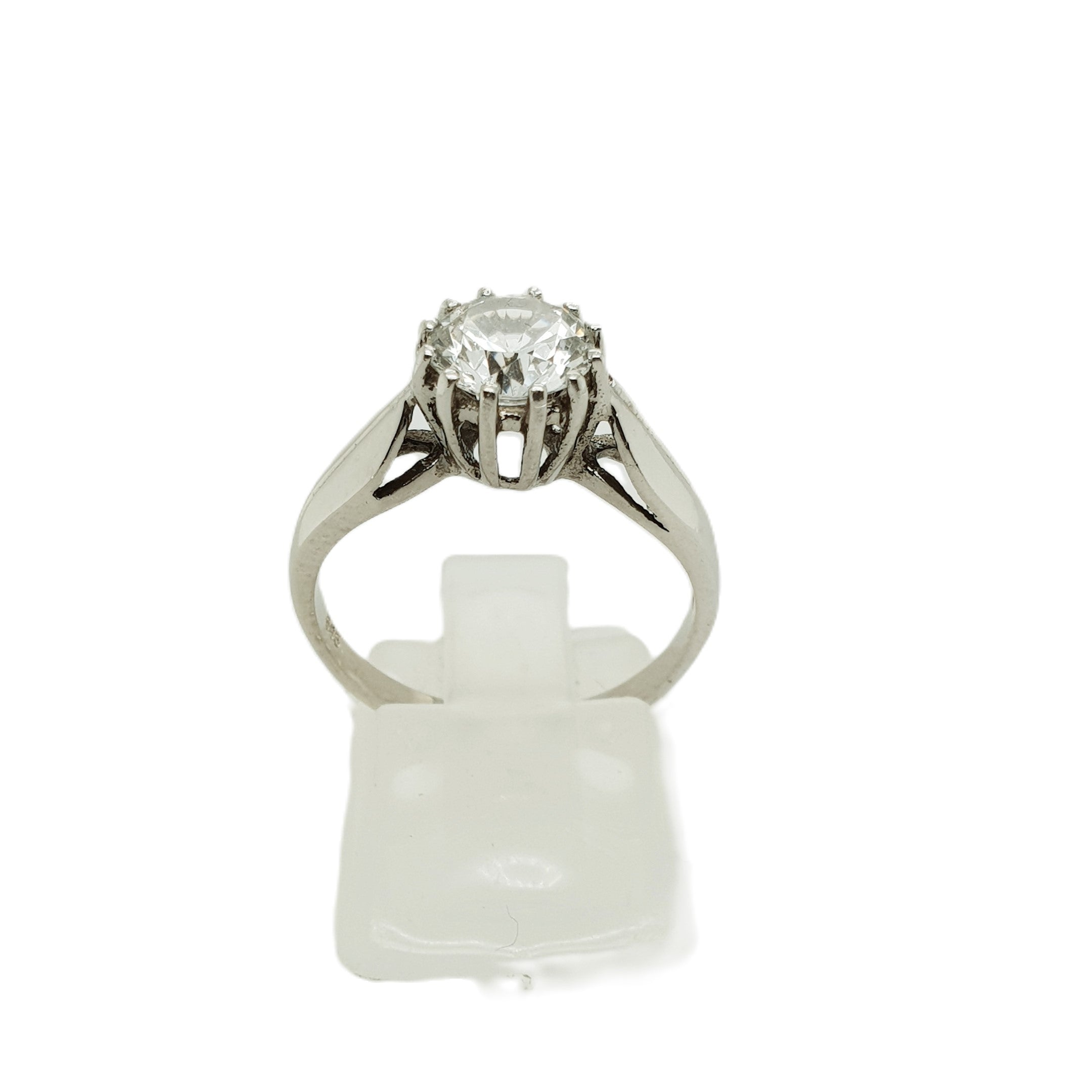 Bergkristall Weißgold Ring 585 14kt Gr.56