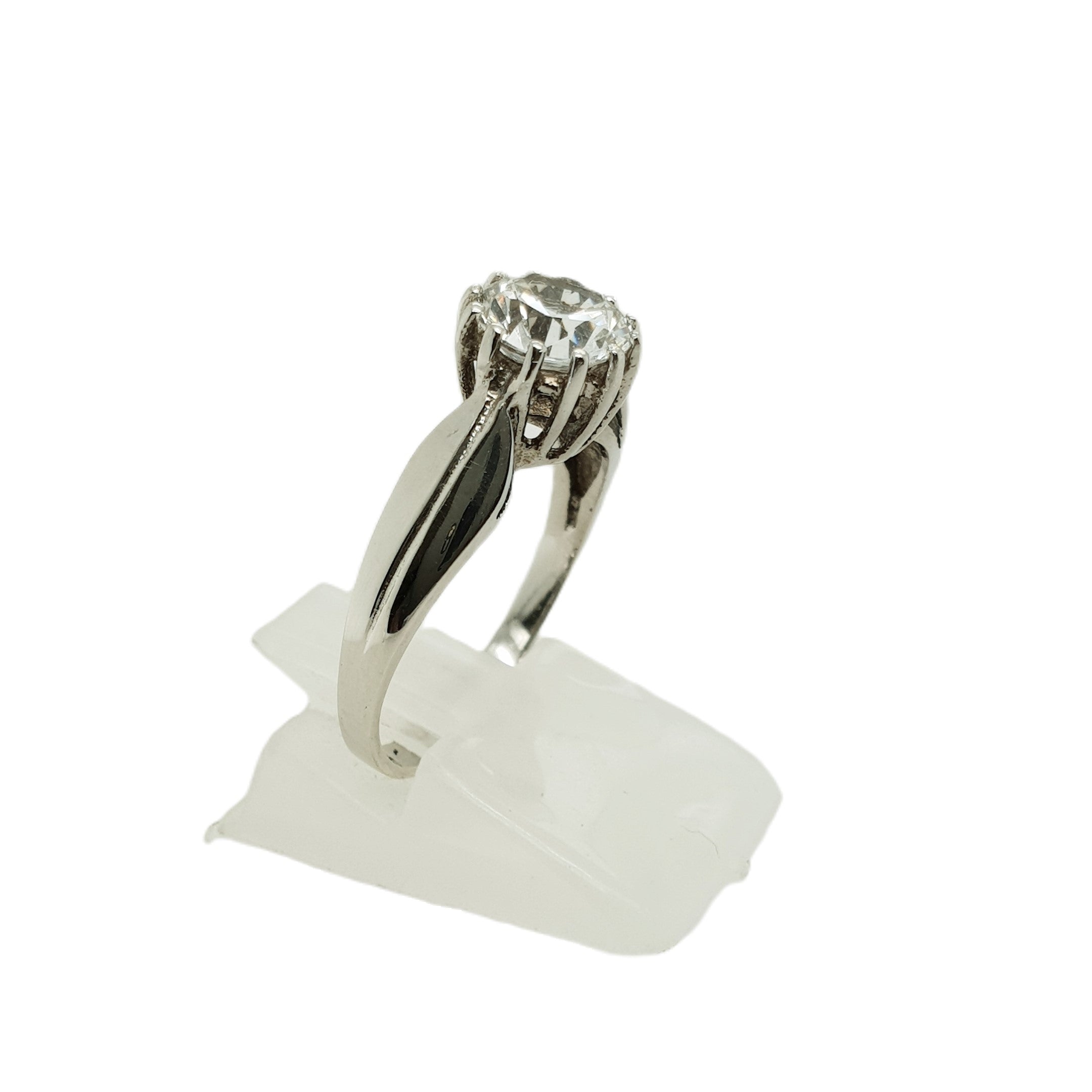 Bergkristall Weißgold Ring 585 14kt Gr.56