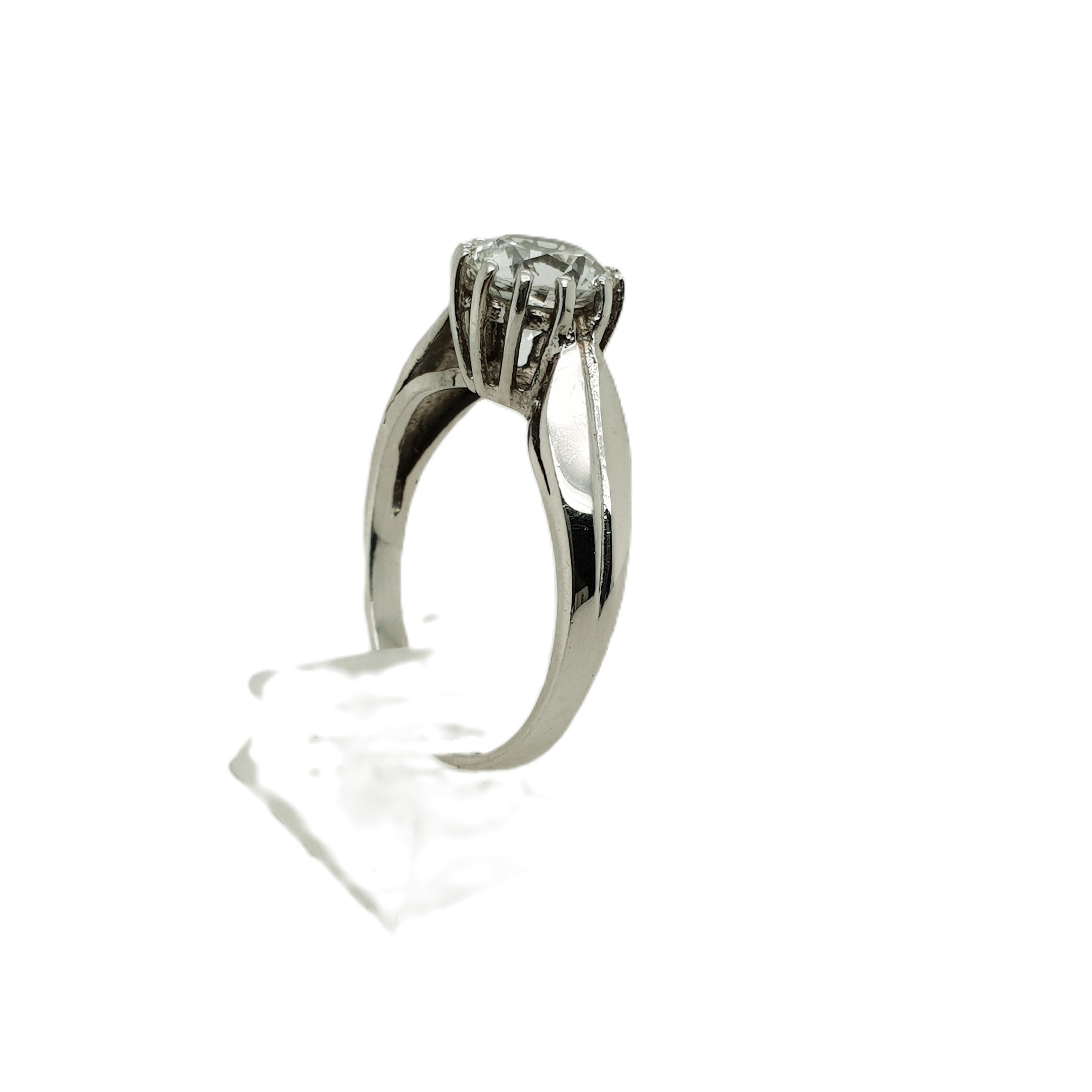 Bergkristall Weißgold Ring 585 14kt Gr.56