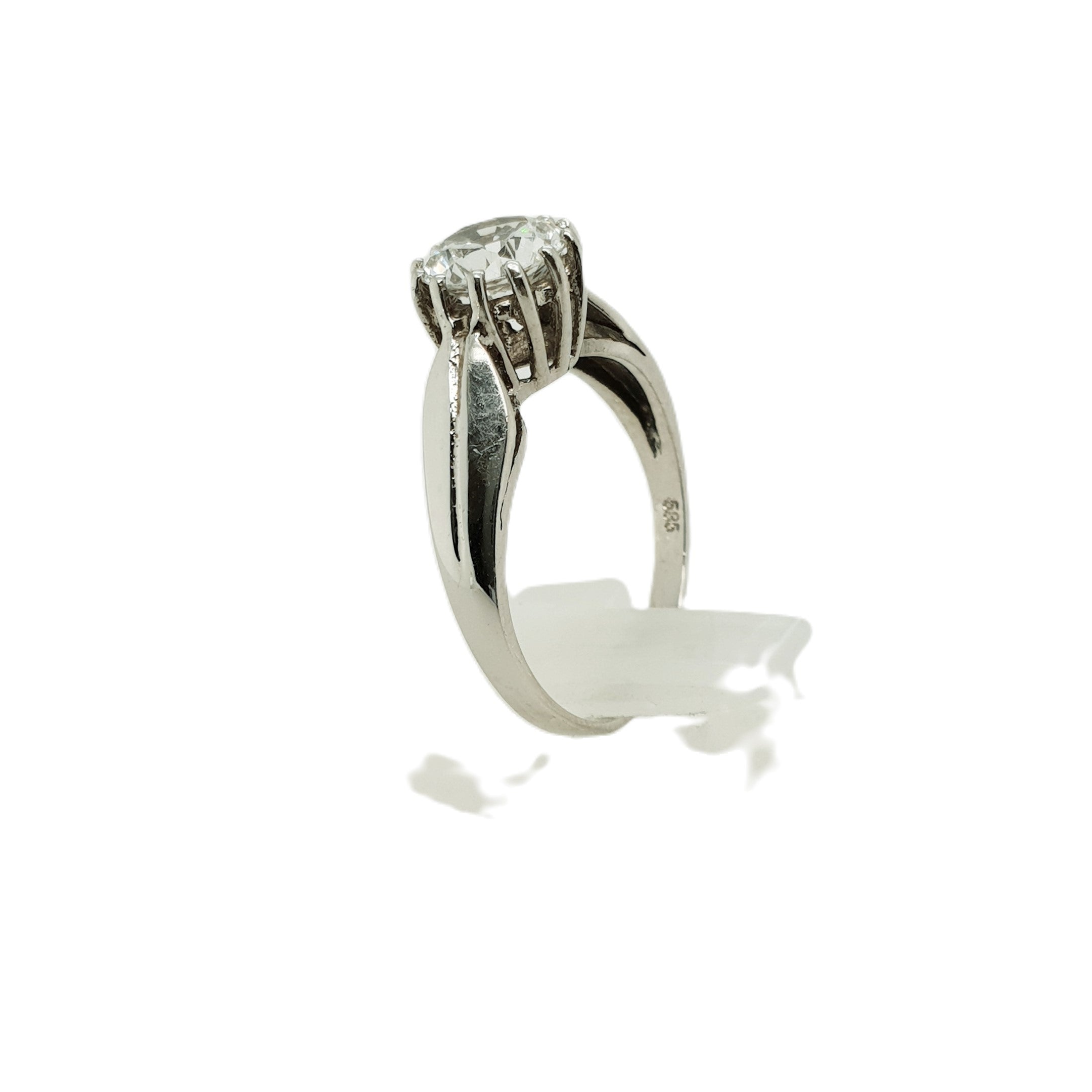 Bergkristall Weißgold Ring 585 14kt Gr.56