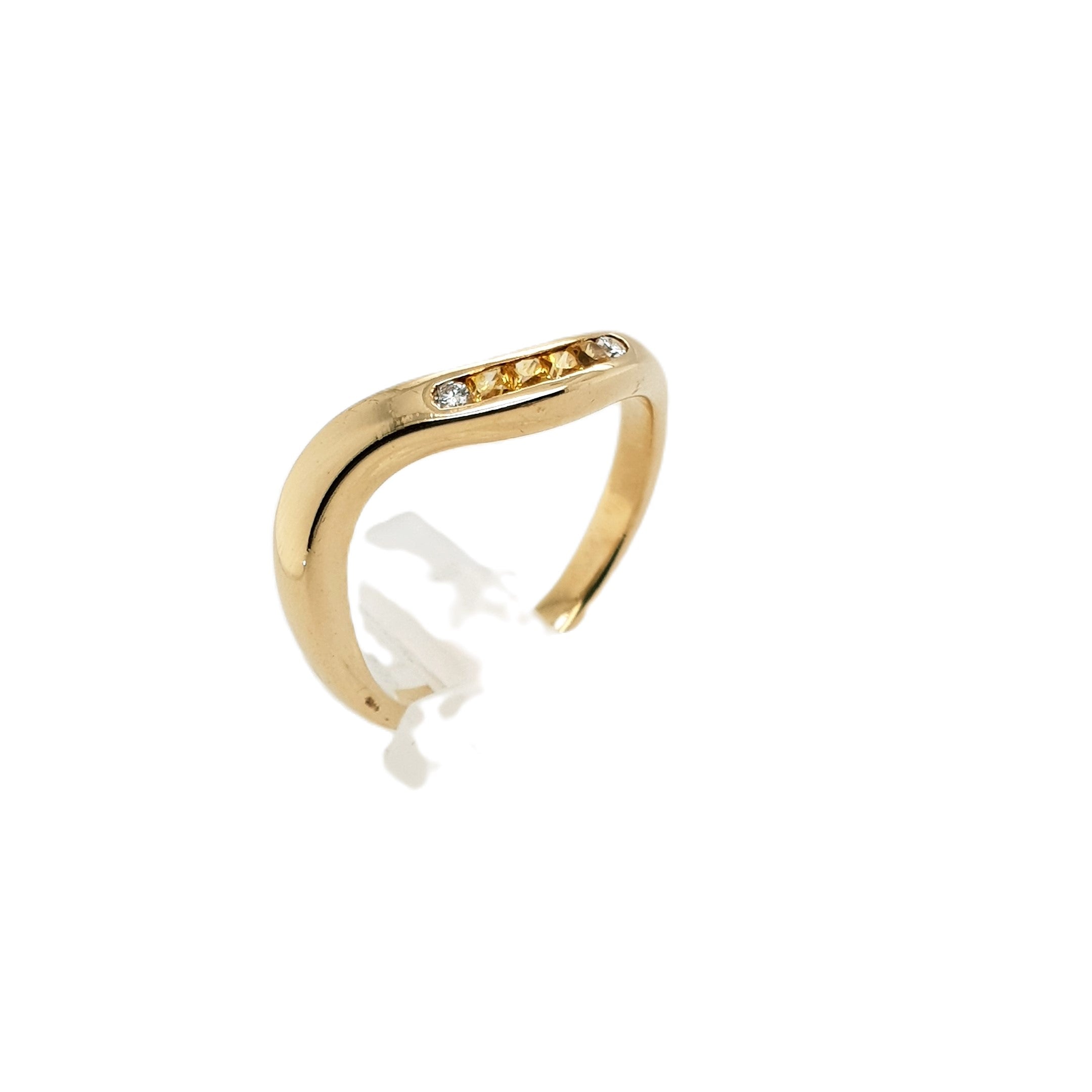 Brillant Citrin Gold Ring 585 14kt Gr.54