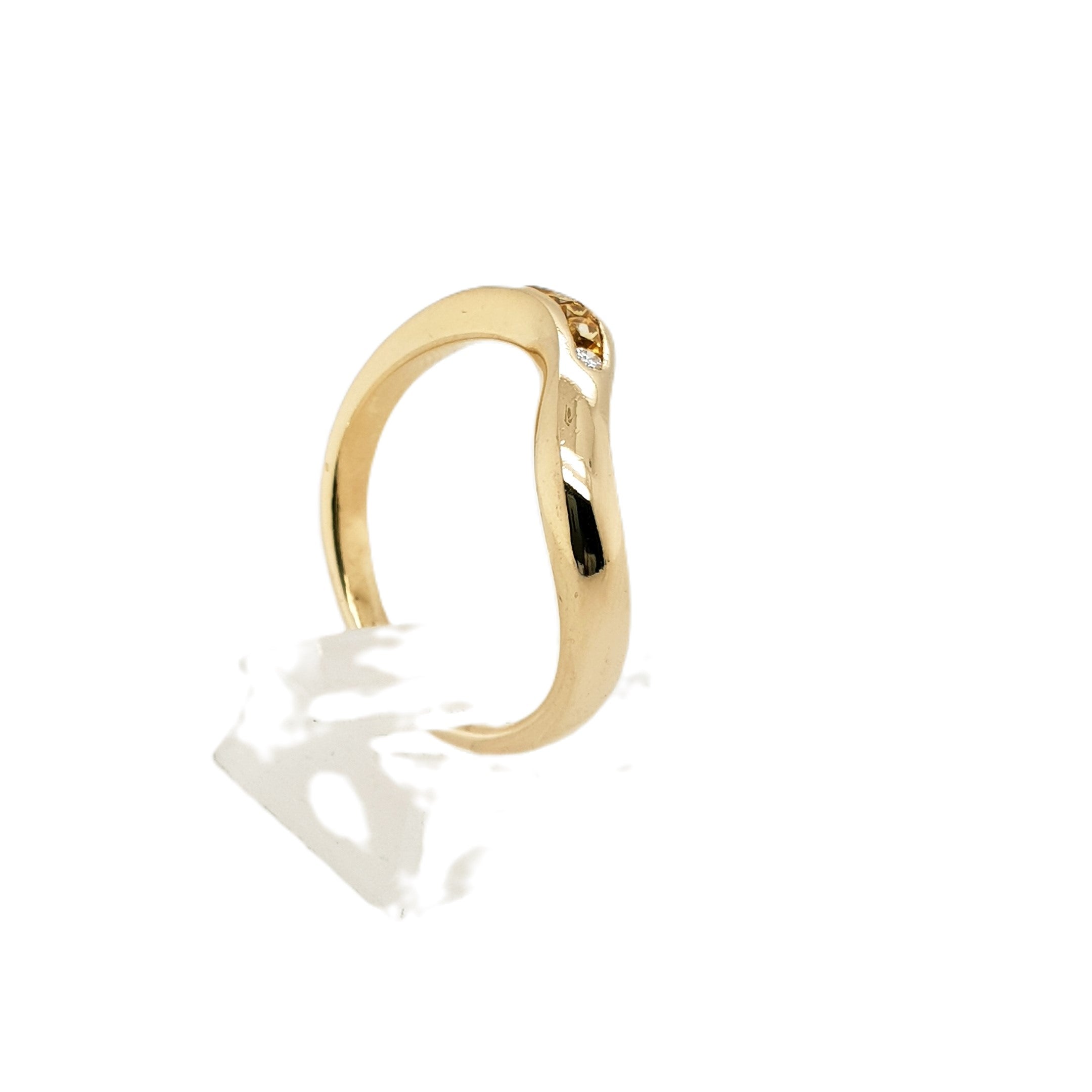 Brillant Citrin Gold Ring 585 14kt Gr.54