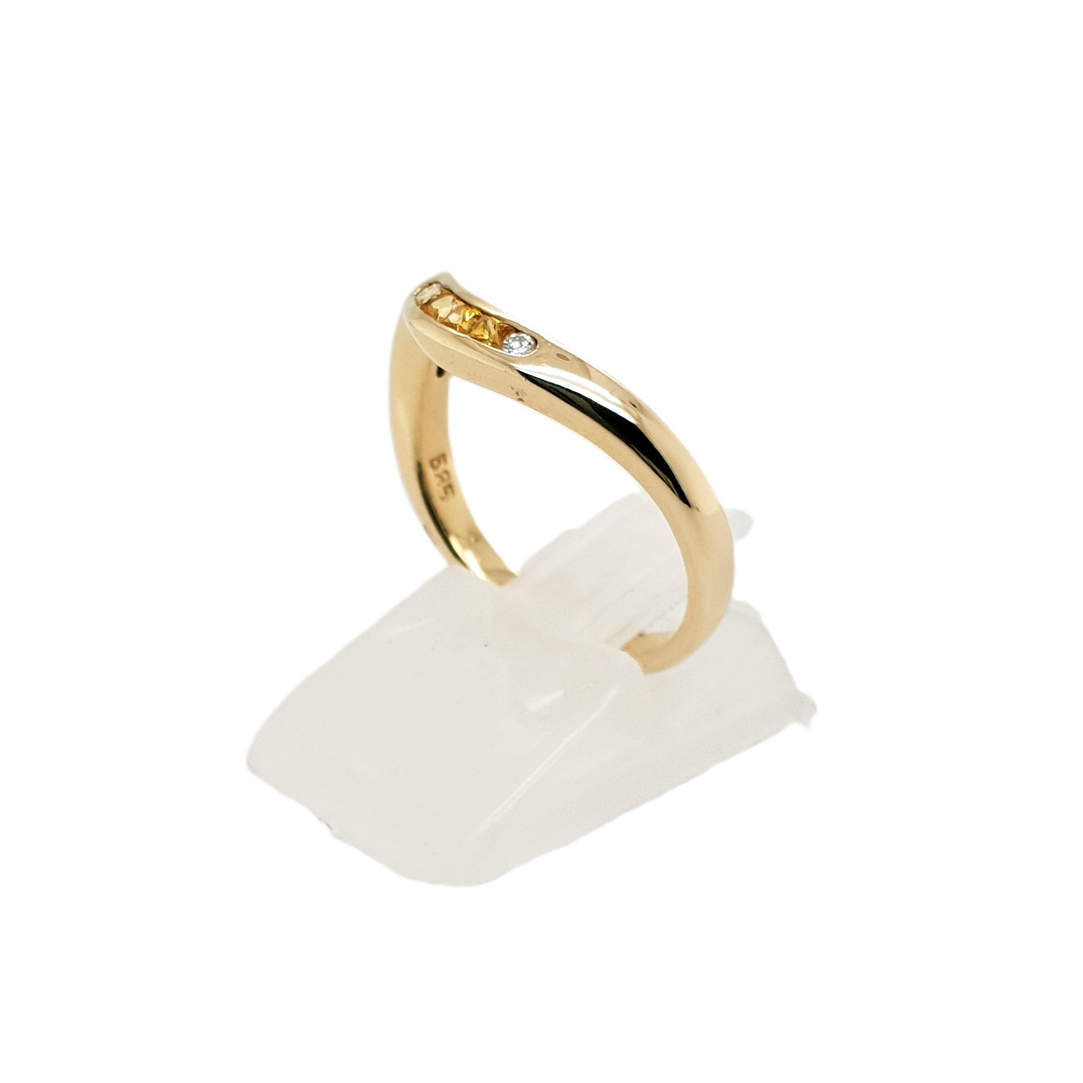 Brillant Citrin Gold Ring 585 14kt Gr.54