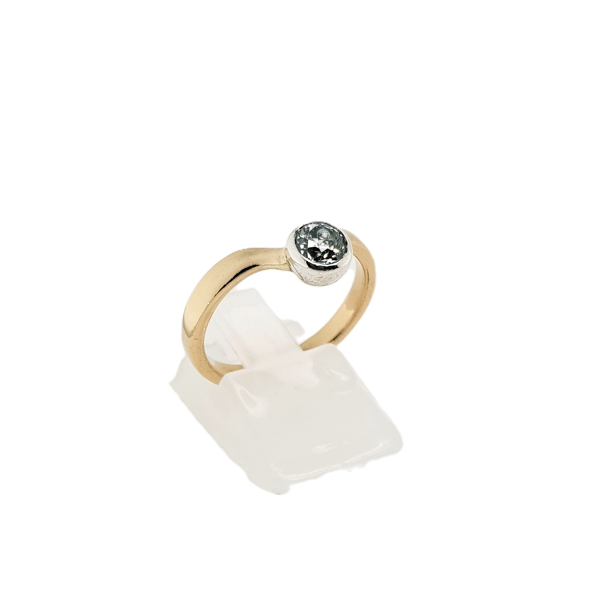 Damen Ring Gelbgold Diamant 750 18kt Gr.56 Altschliff