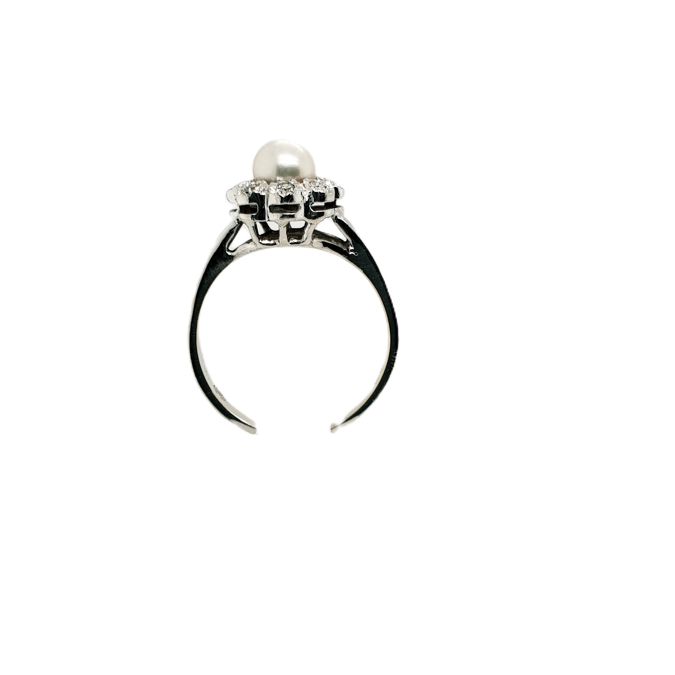 Brillant Weißold Ring 585 14kt Gr.55 mit Perle