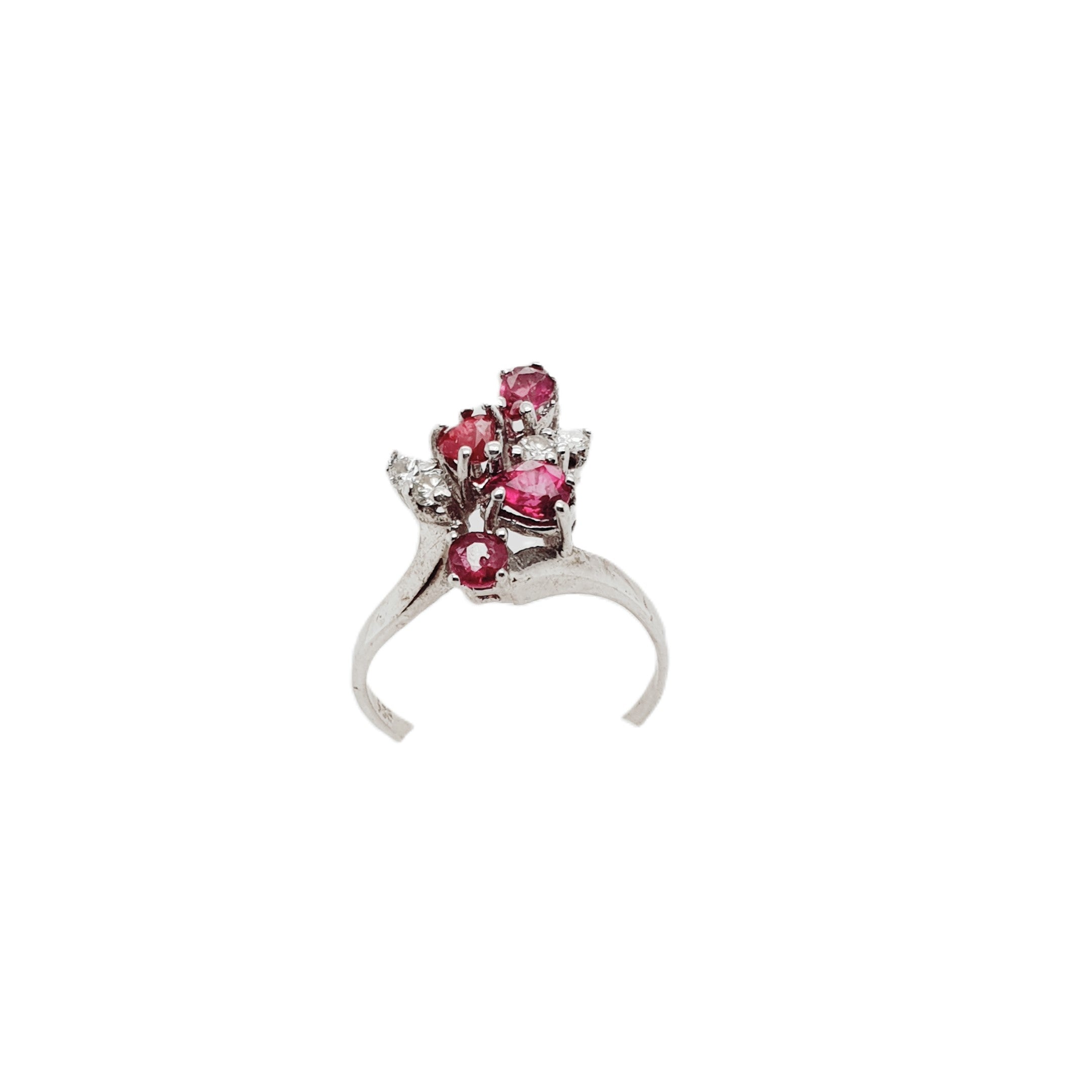 Brillant Rubin Weißgold Ring 585 14kt Gr.51