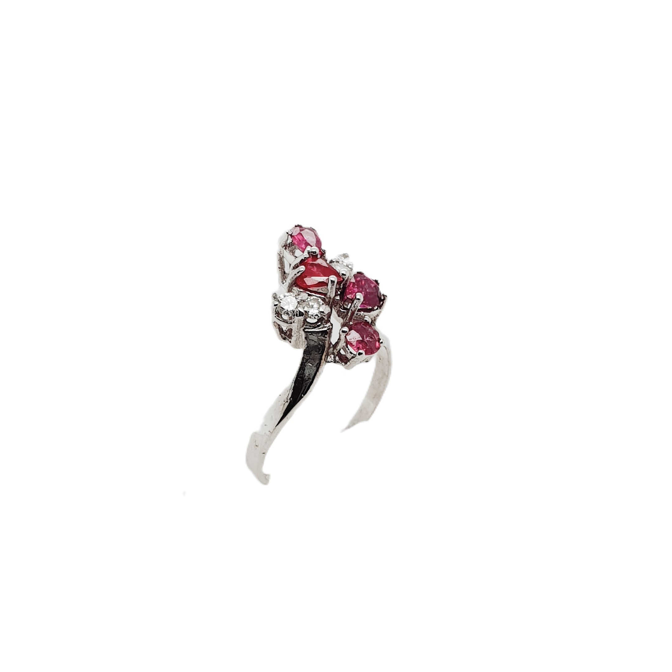 Brillant Rubin Weißgold Ring 585 14kt Gr.51