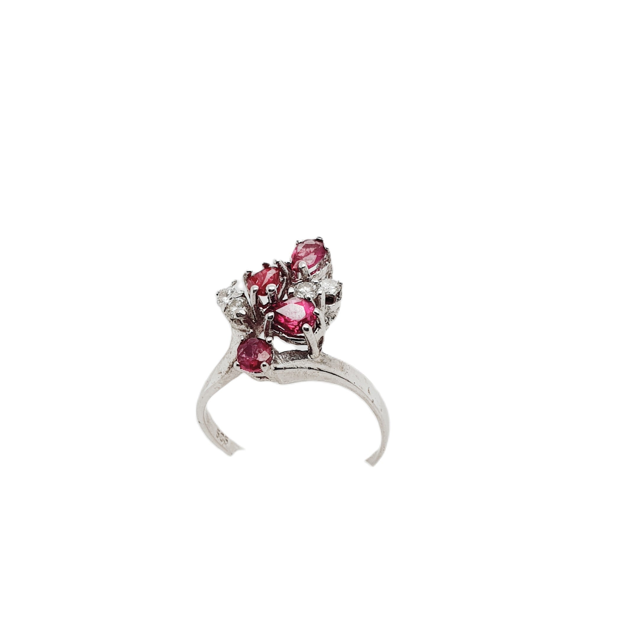Brillant Rubin Weißgold Ring 585 14kt Gr.51