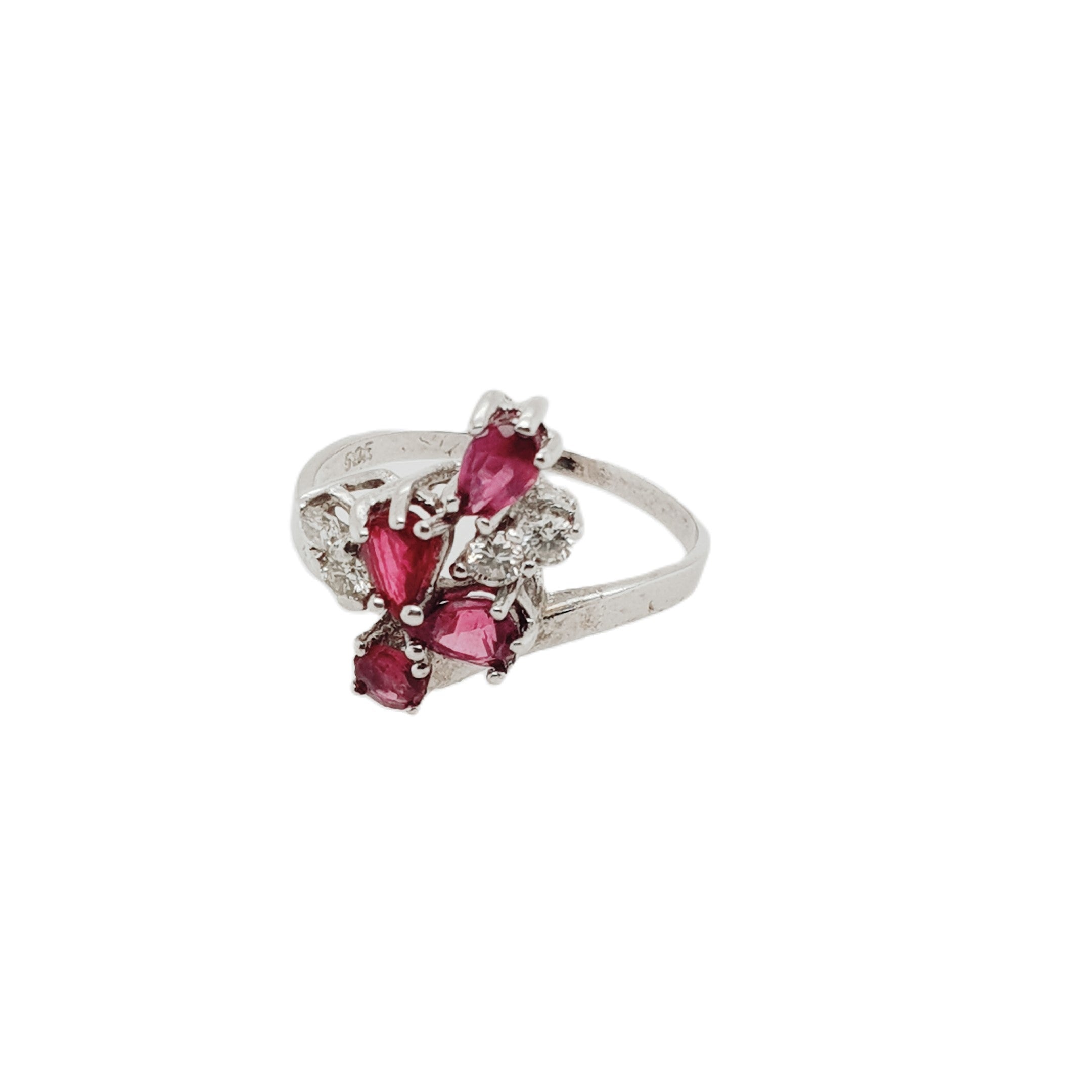 Brillant Rubin Weißgold Ring 585 14kt Gr.51