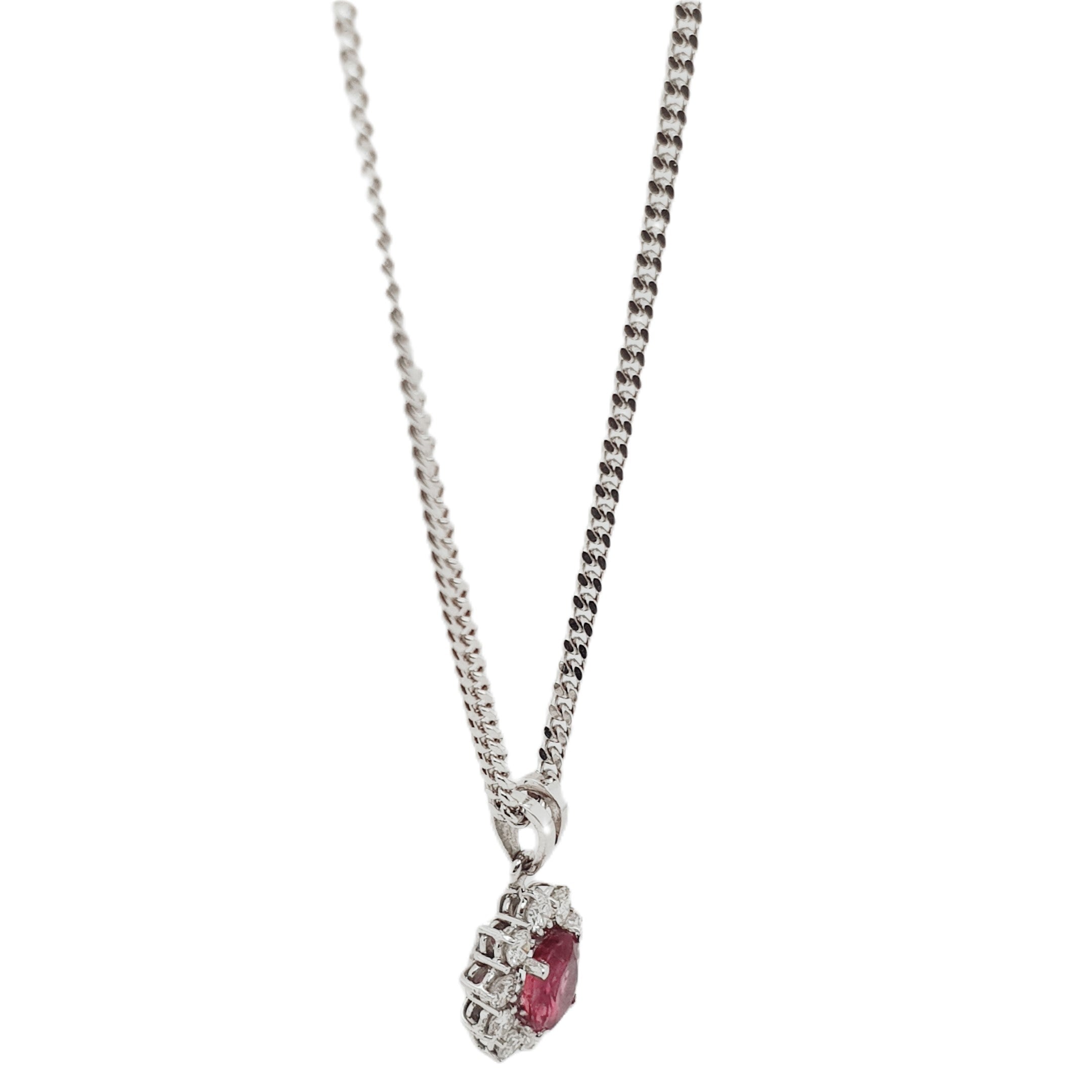 Weißgold Brillant Rubin Kette 585 14kt 50cm