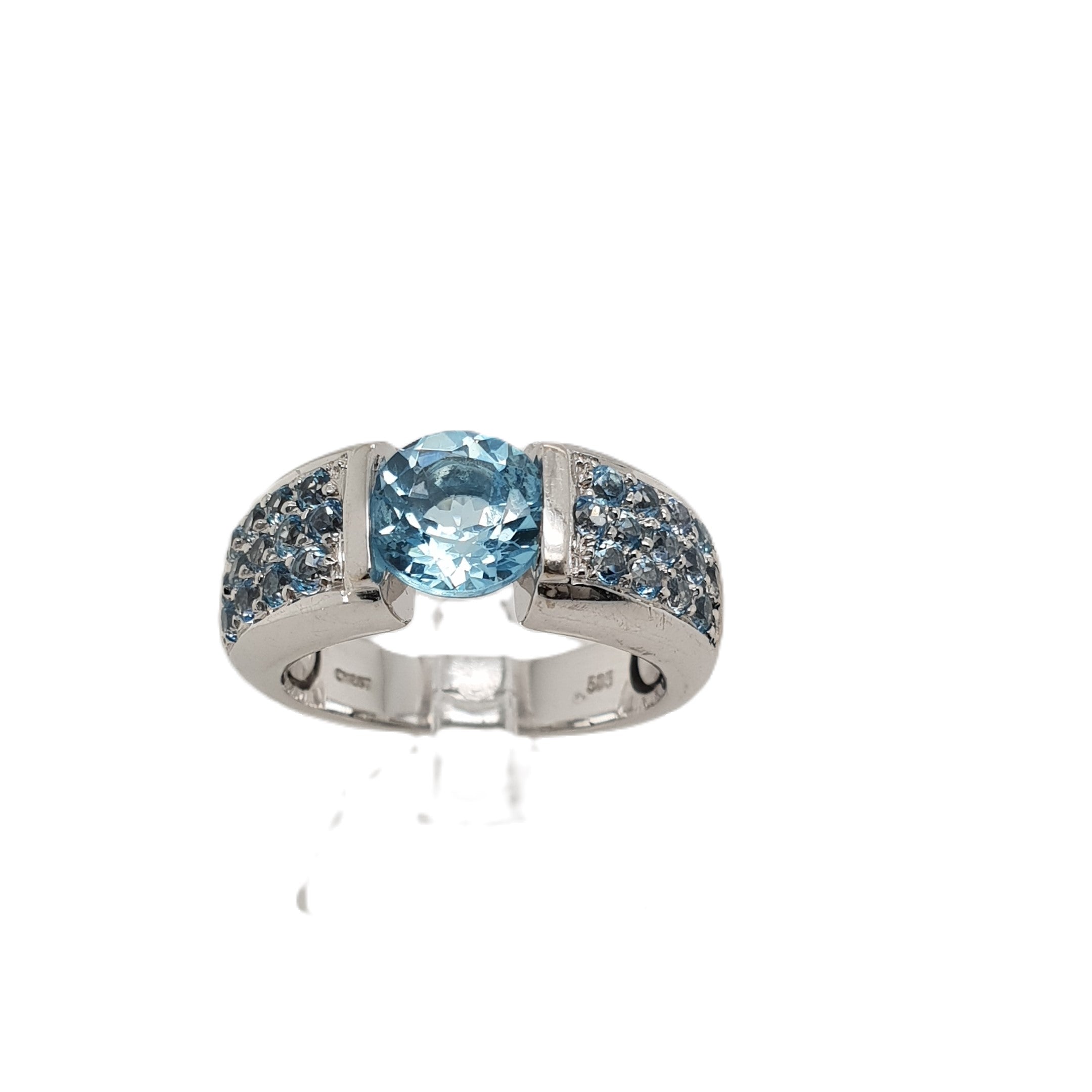 CHRIST Weißgold Aquamarin Ring 585 14kt Gr.57