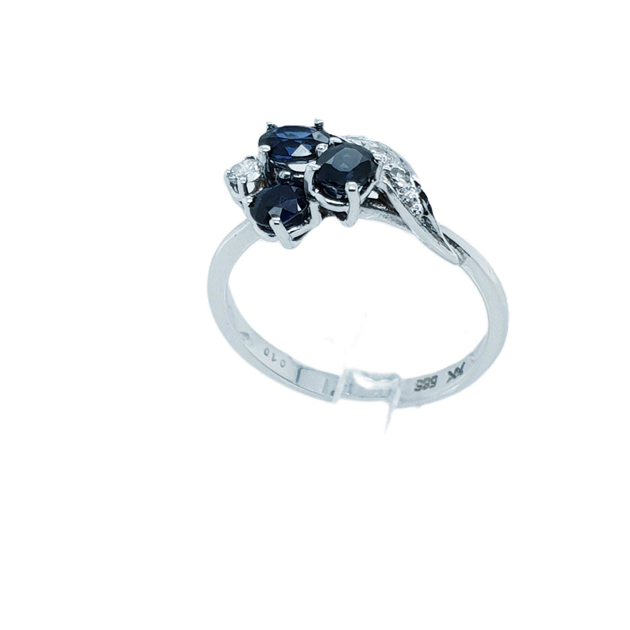 Brillant Saphir Weißgold Ring 585 14kt Gr.52