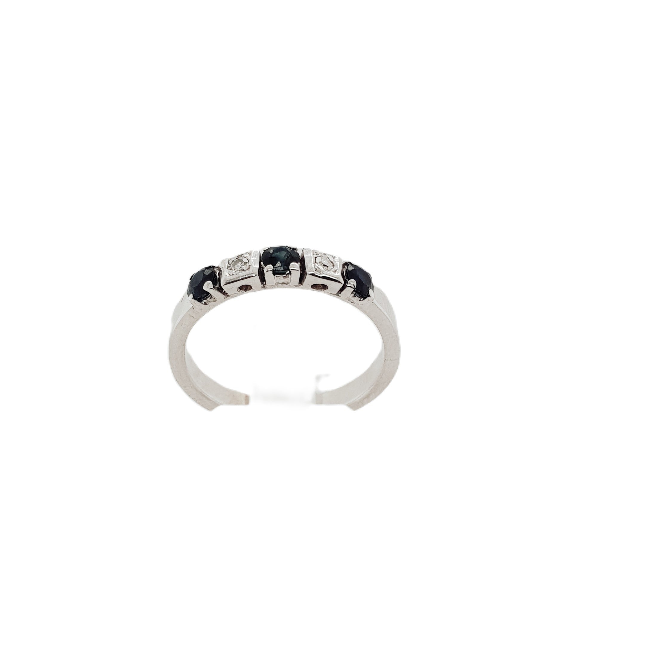 Brillant Saphir Weißgold Ring 585 14kt Gr.58