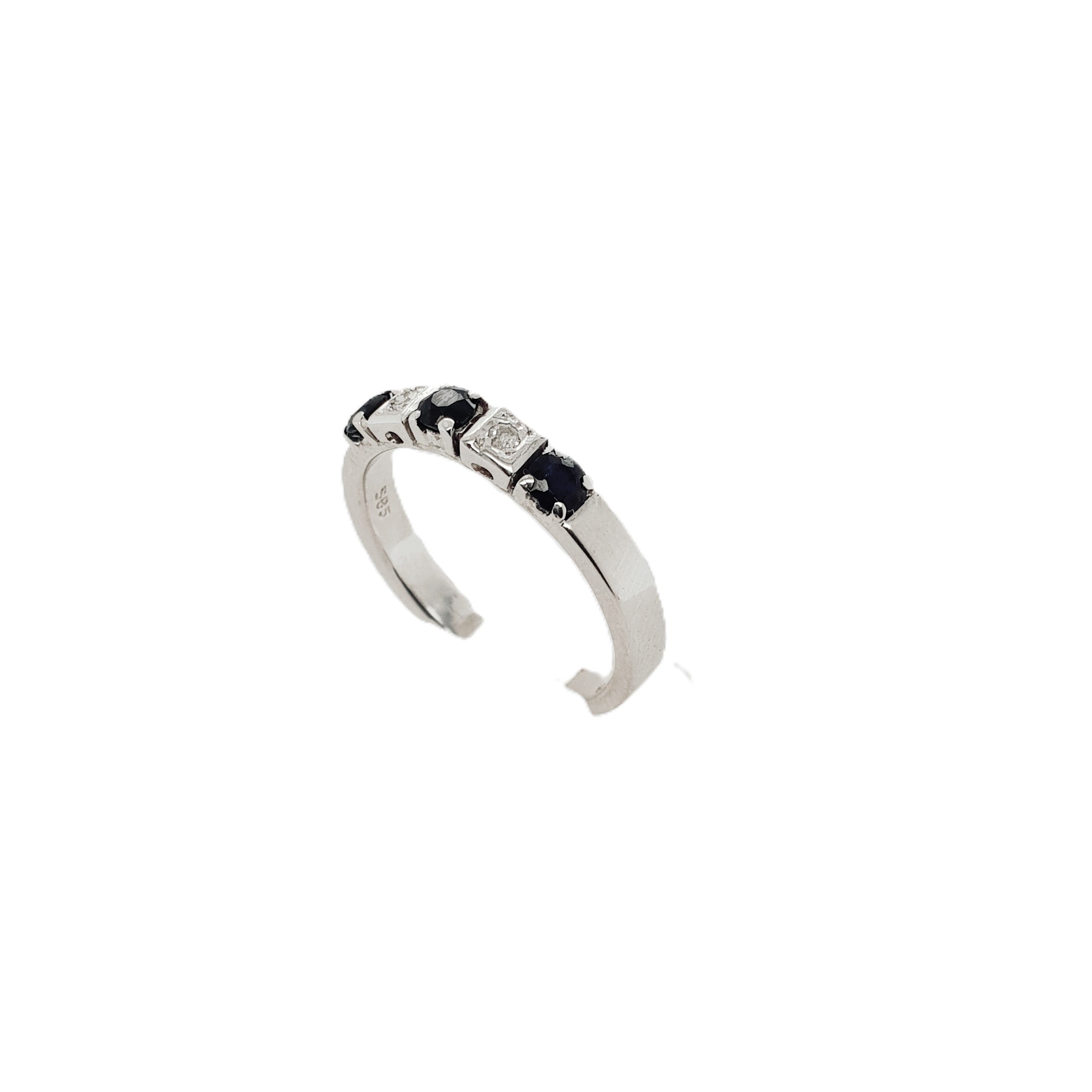 Brillant Saphir Weißgold Ring 585 14kt Gr.58