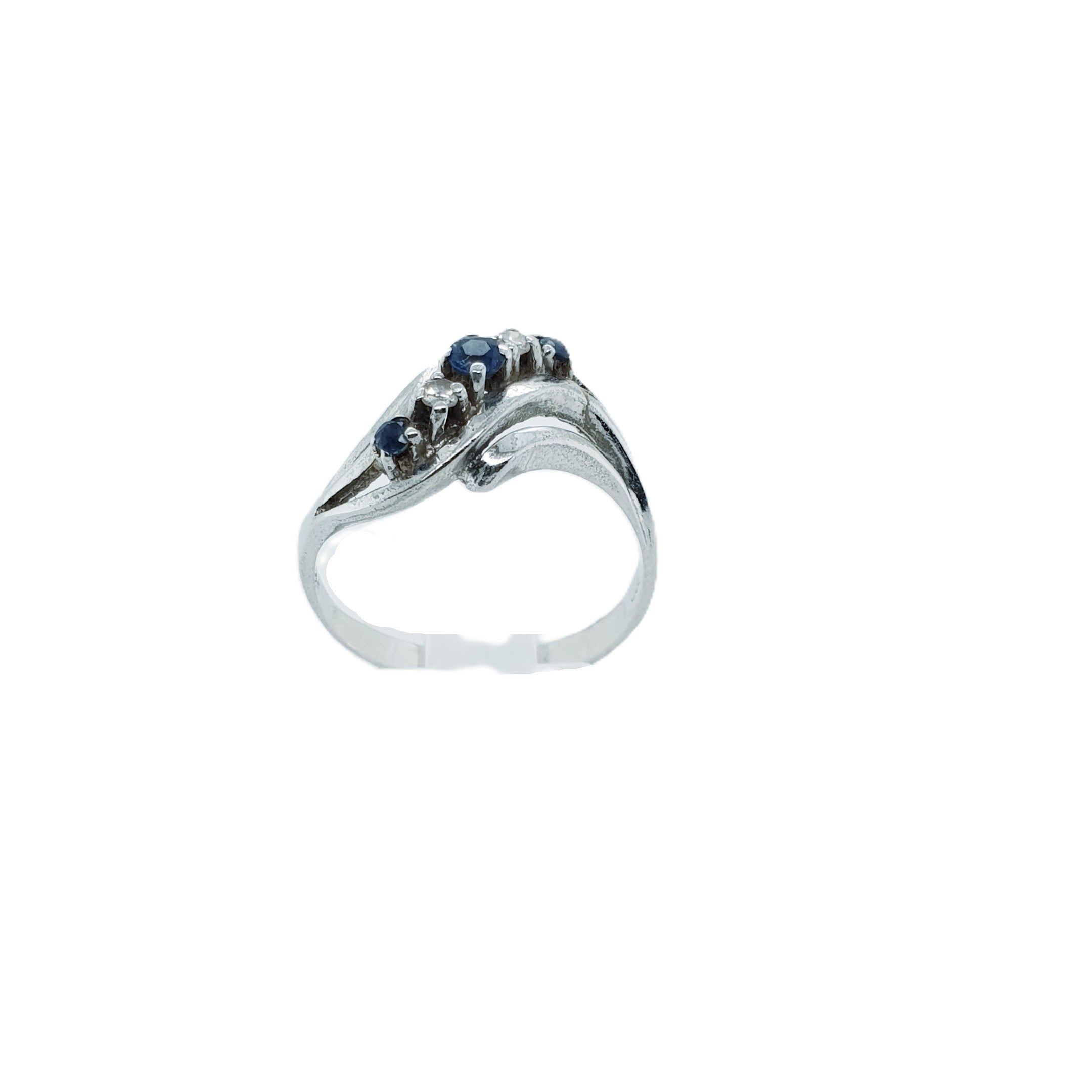 Brillant Saphir Weißgold Ring 585 14kt Gr.58