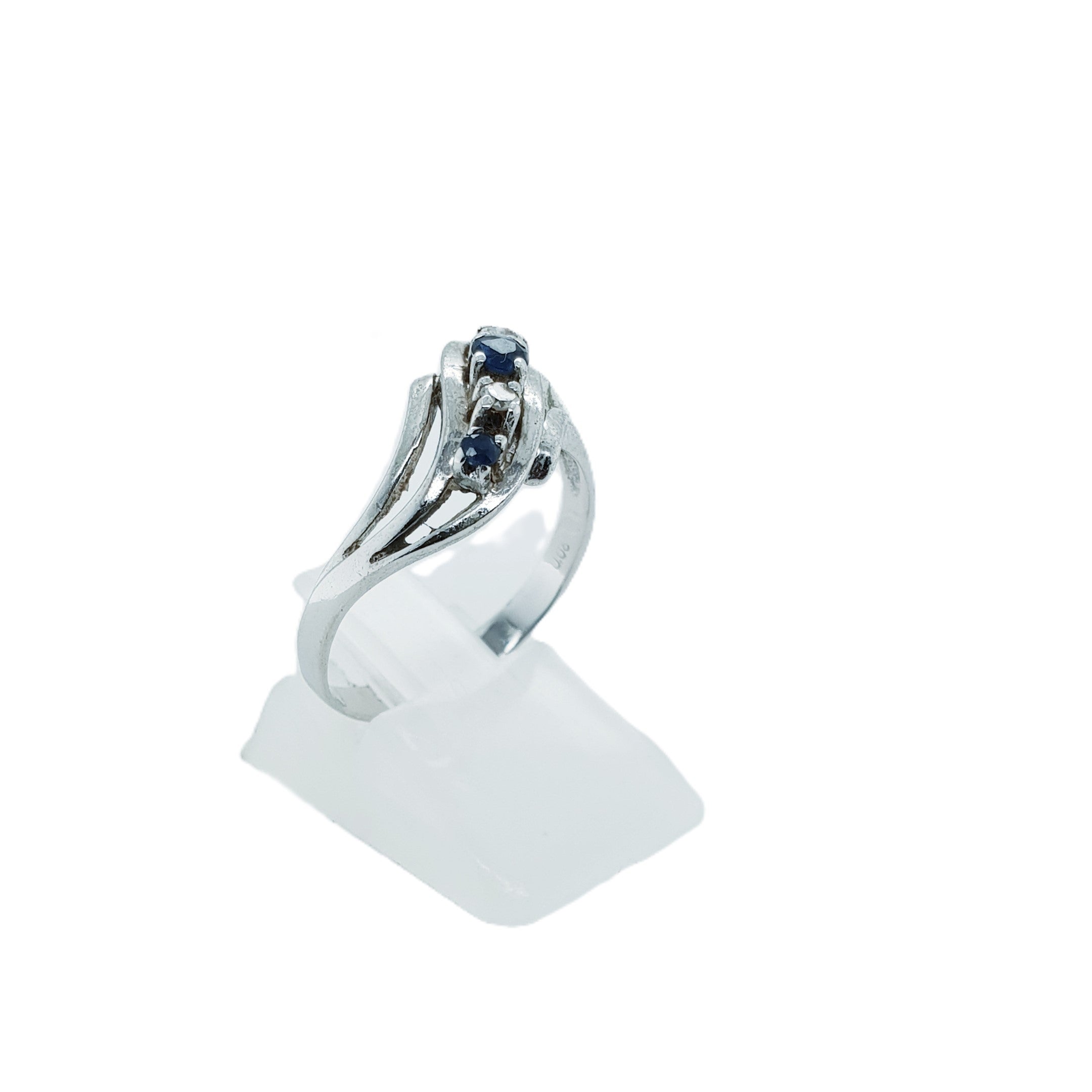 Brillant Saphir Weißgold Ring 585 14kt Gr.58