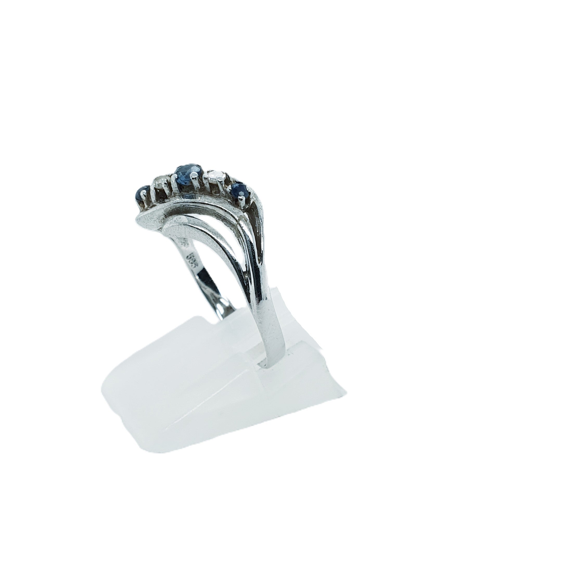 Brillant Saphir Weißgold Ring 585 14kt Gr.58