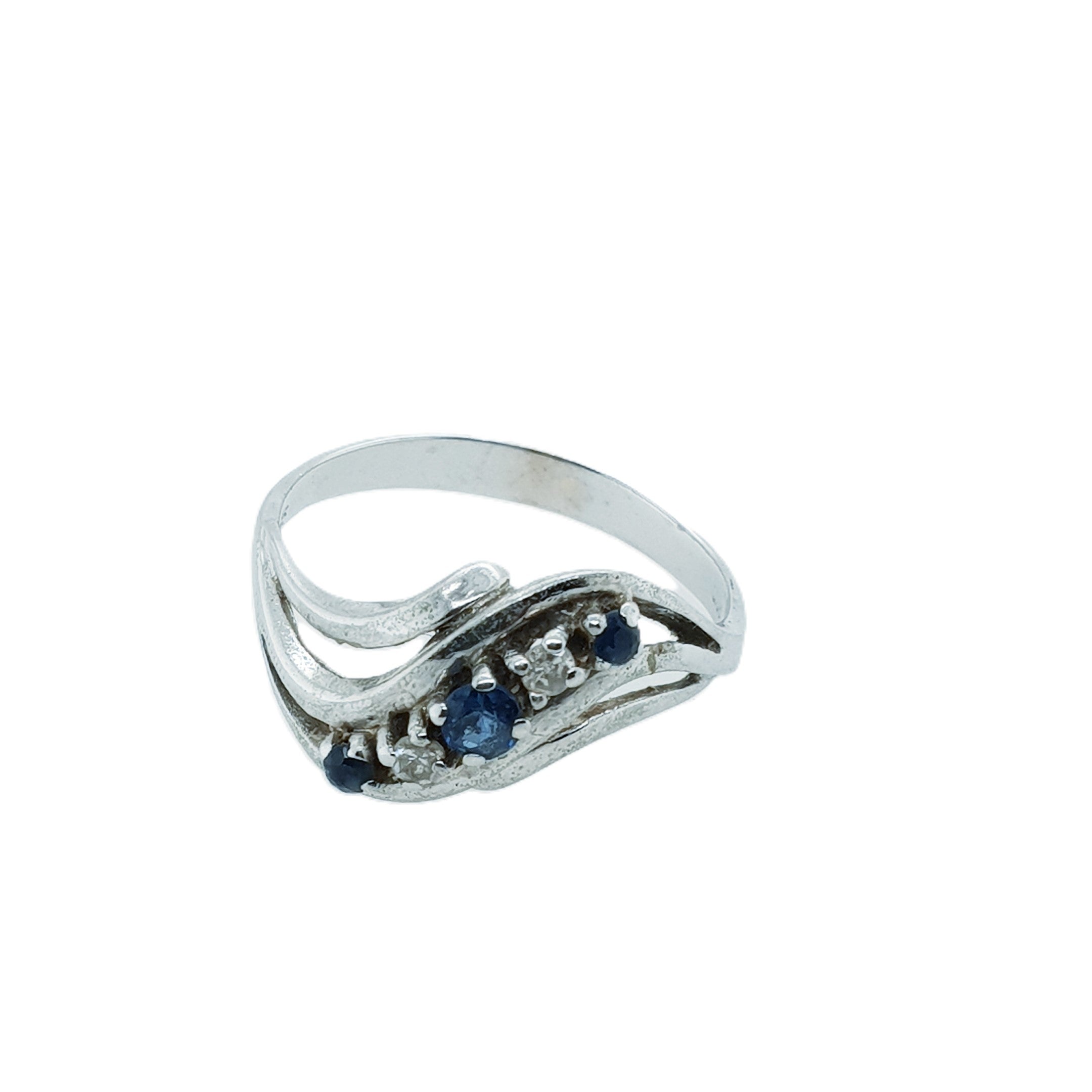 Brillant Saphir Weißgold Ring 585 14kt Gr.58