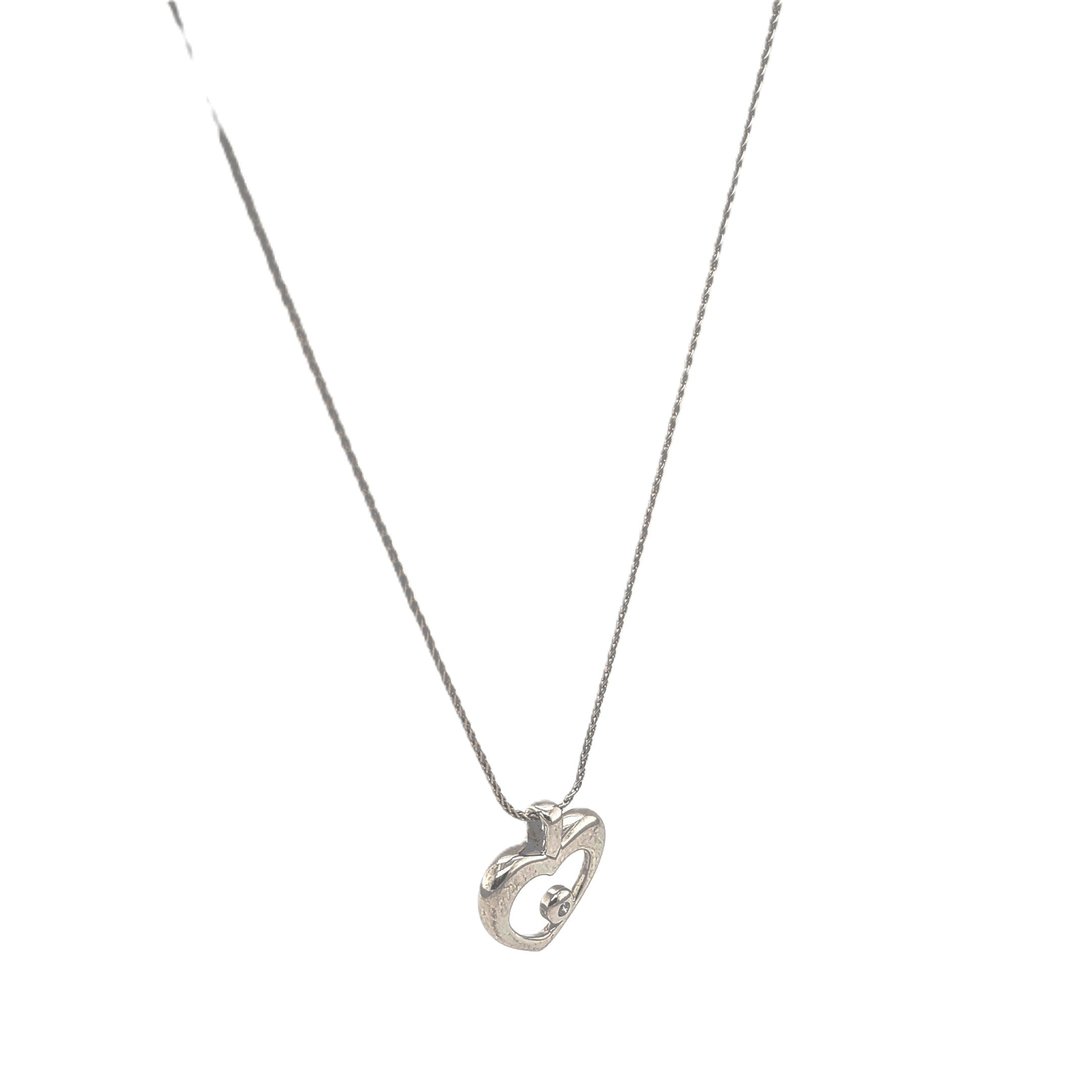 Weißgold Kette 375 9kt 40cm mit Brillantanhänger Herz