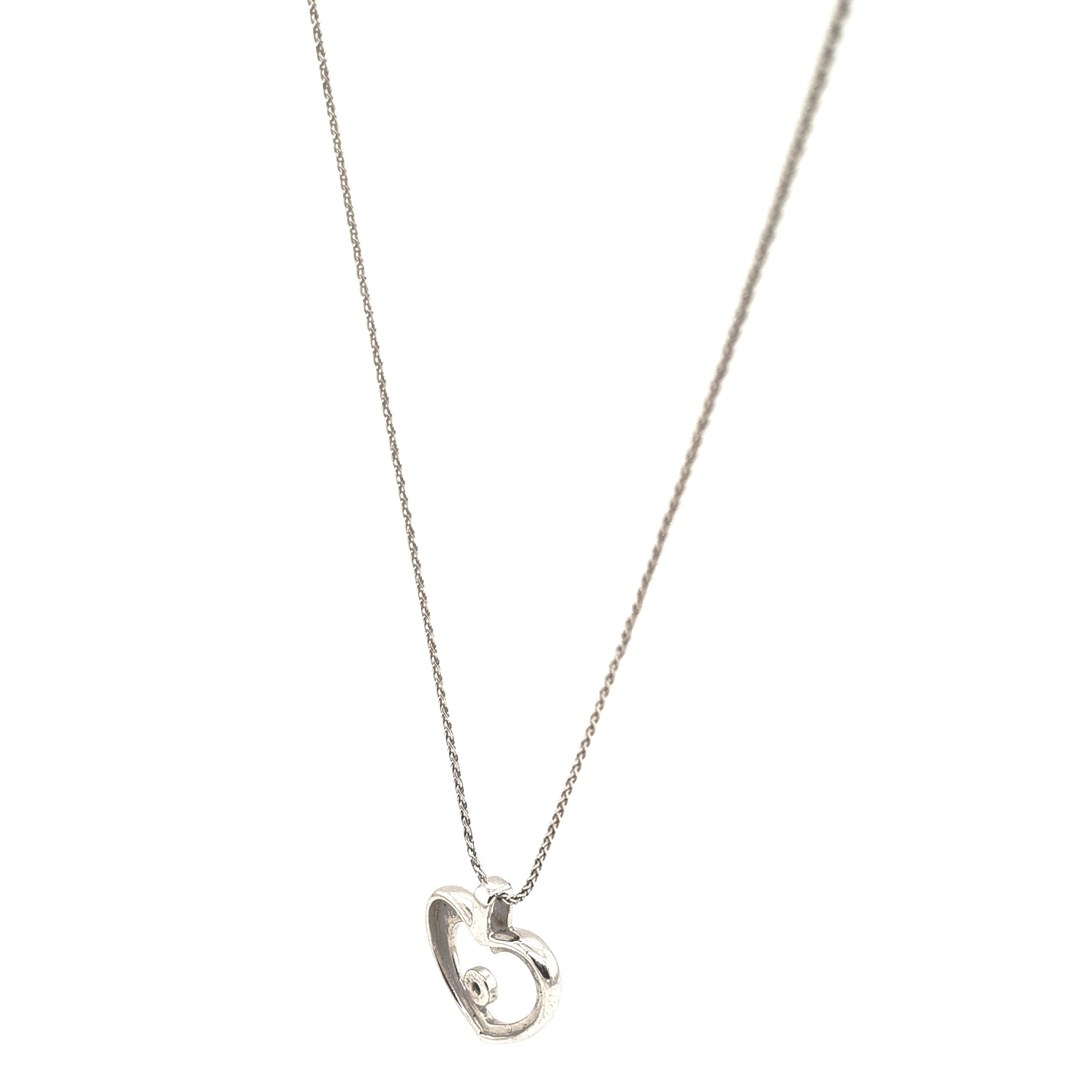 Weißgold Kette 375 9kt 40cm mit Brillantanhänger Herz