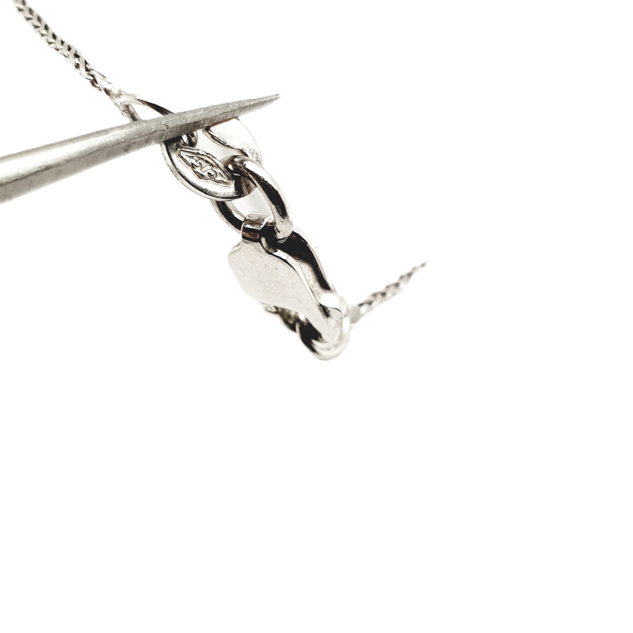 Weißgold Kette 375 9kt 40cm mit Brillantanhänger Herz