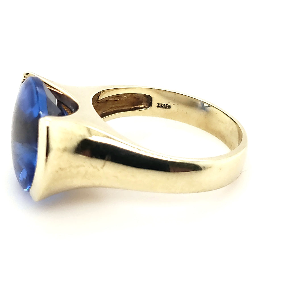 Ring Gelb Gold 333 8kt Größe 53 Blauer Farbstein