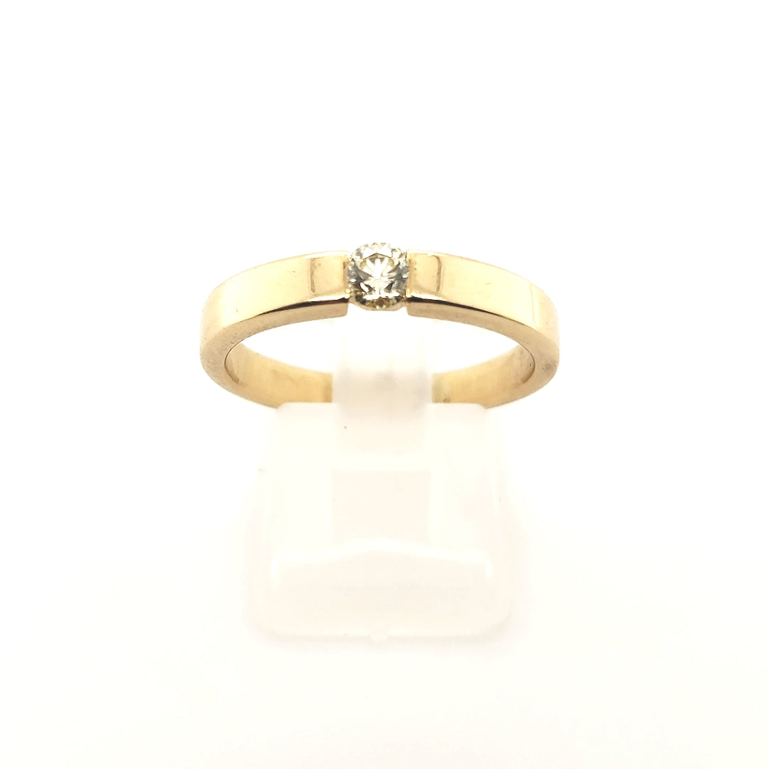 Damen Solitär Ring 1 Brillant ca. 0,20ct Gelb Gold 18kt Größe 57
