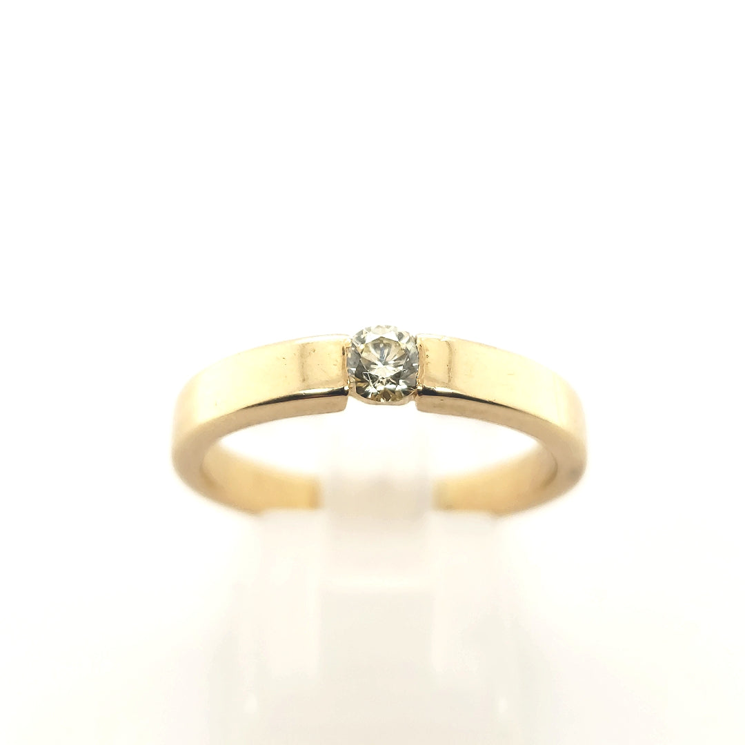 Damen Solitär Ring 1 Brillant ca. 0,20ct Gelb Gold 18kt Größe 57