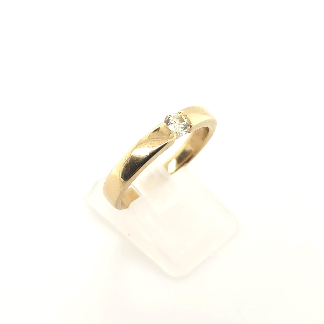 Damen Solitär Ring 1 Brillant ca. 0,20ct Gelb Gold 18kt Größe 57