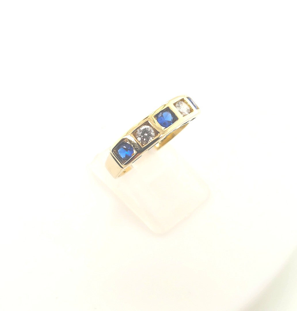 Ring Gold 585 14 kt Schmucksteine Blau Zirkonia Damen
