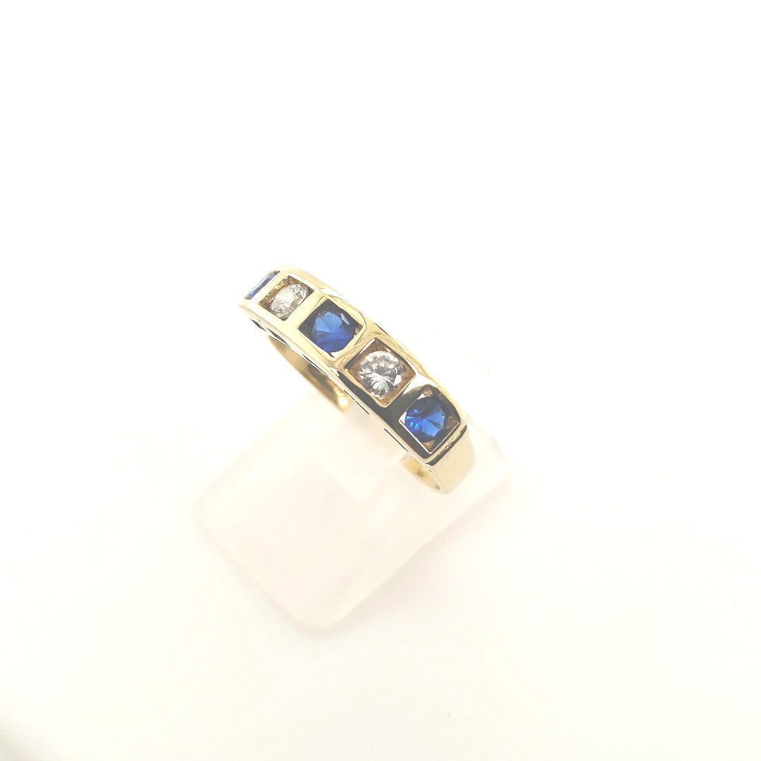 Ring Gold 585 14 kt Schmucksteine Blau Zirkonia Damen