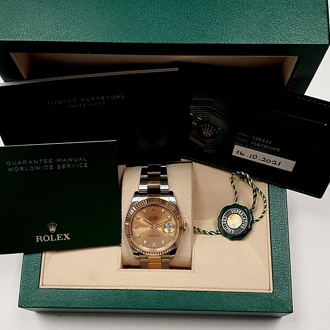Rolex Datejust Stahl/Gold Diamanten 41 Ref.126333 Full-Set