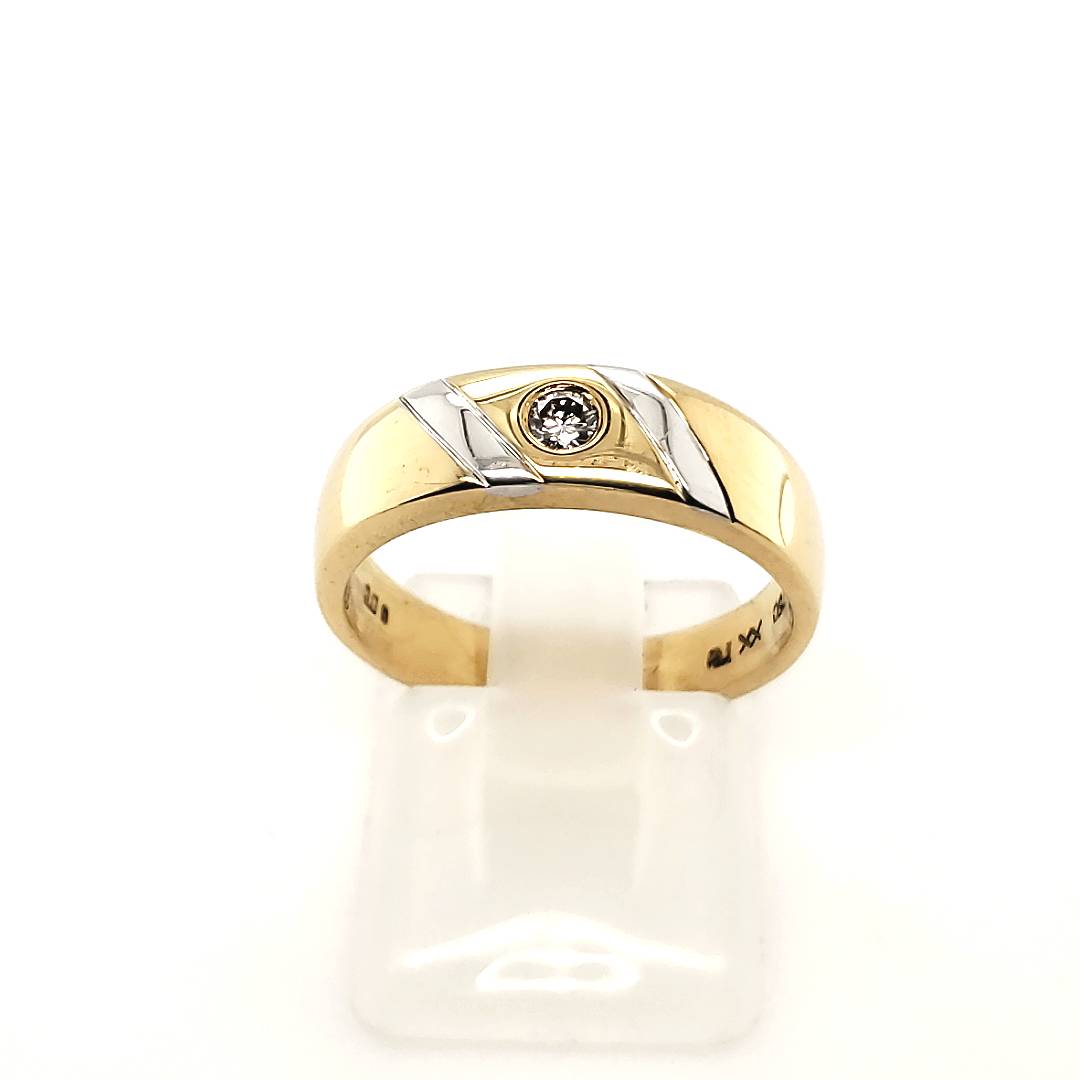 Damen Solitär Ring Gelbgold 750 18kt Größe 54,5 ca.0,09ct