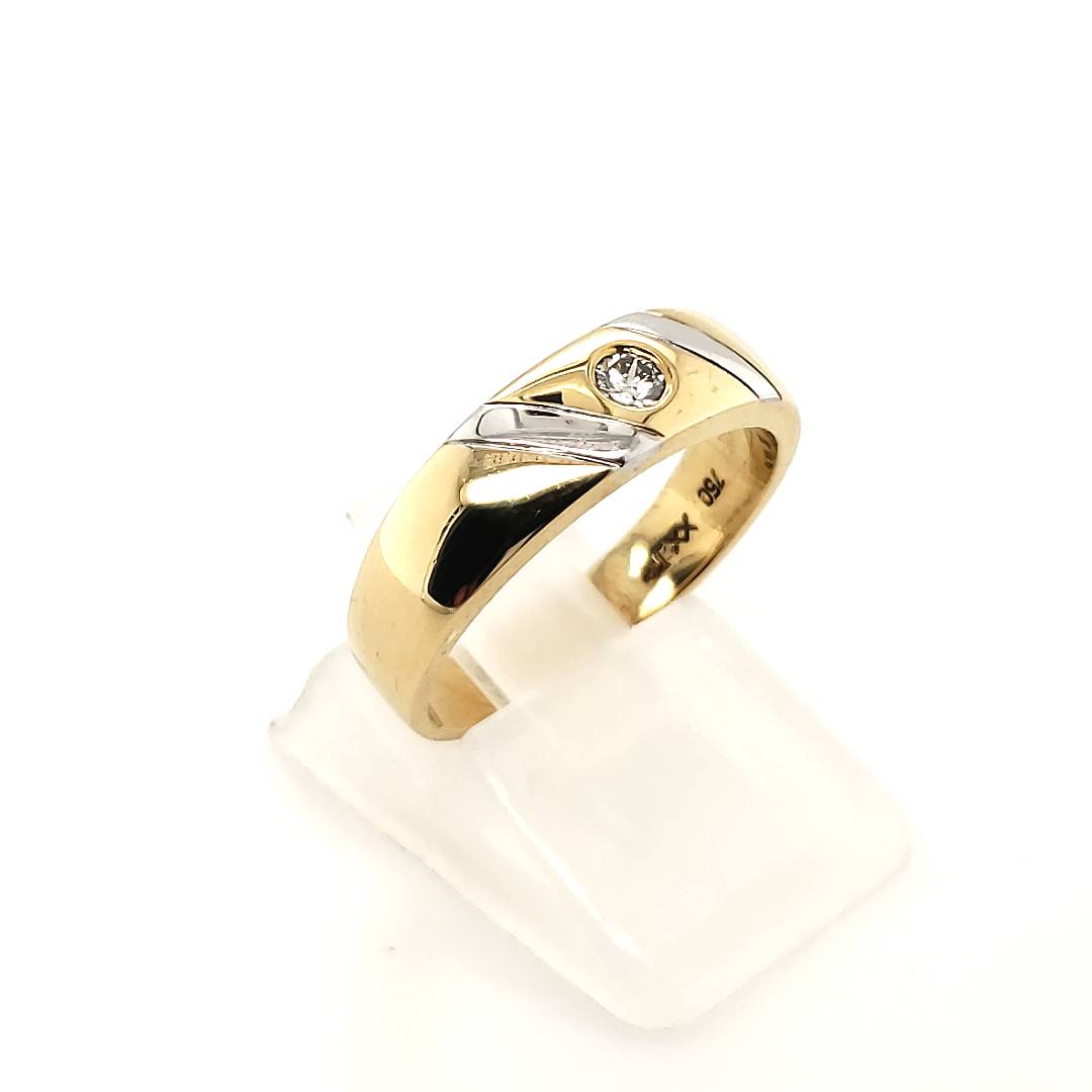 Damen Solitär Ring Gelbgold 750 18kt Größe 54,5 ca.0,09ct