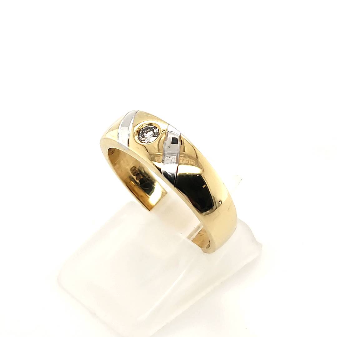Damen Solitär Ring Gelbgold 750 18kt Größe 54,5 ca.0,09ct